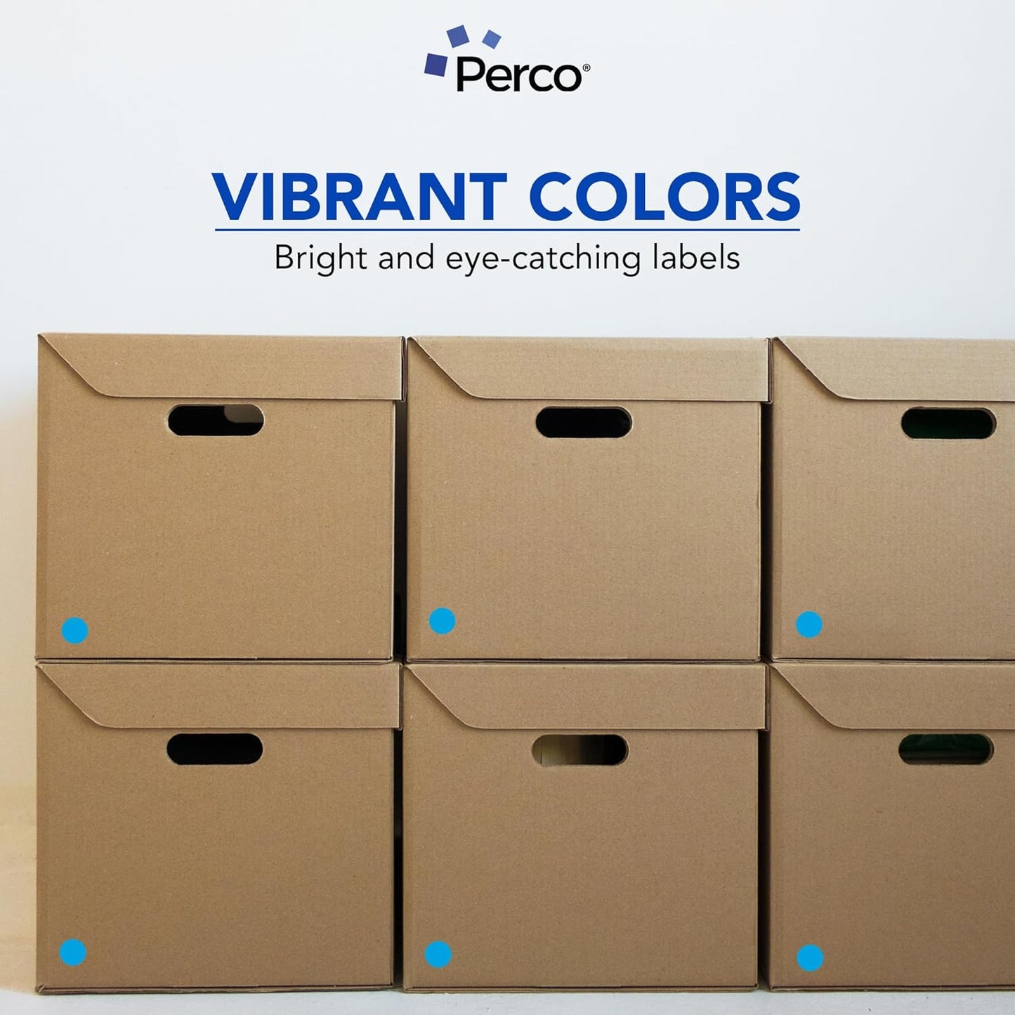 Perco Light Blue 1-Inch Round Circle Dot Sticker Labels with Easy Peel Perforation - 1,000 Labels per Roll - Strong Adhesion, Vibrant Colors for Organizing, Crafting & More - Made in USA