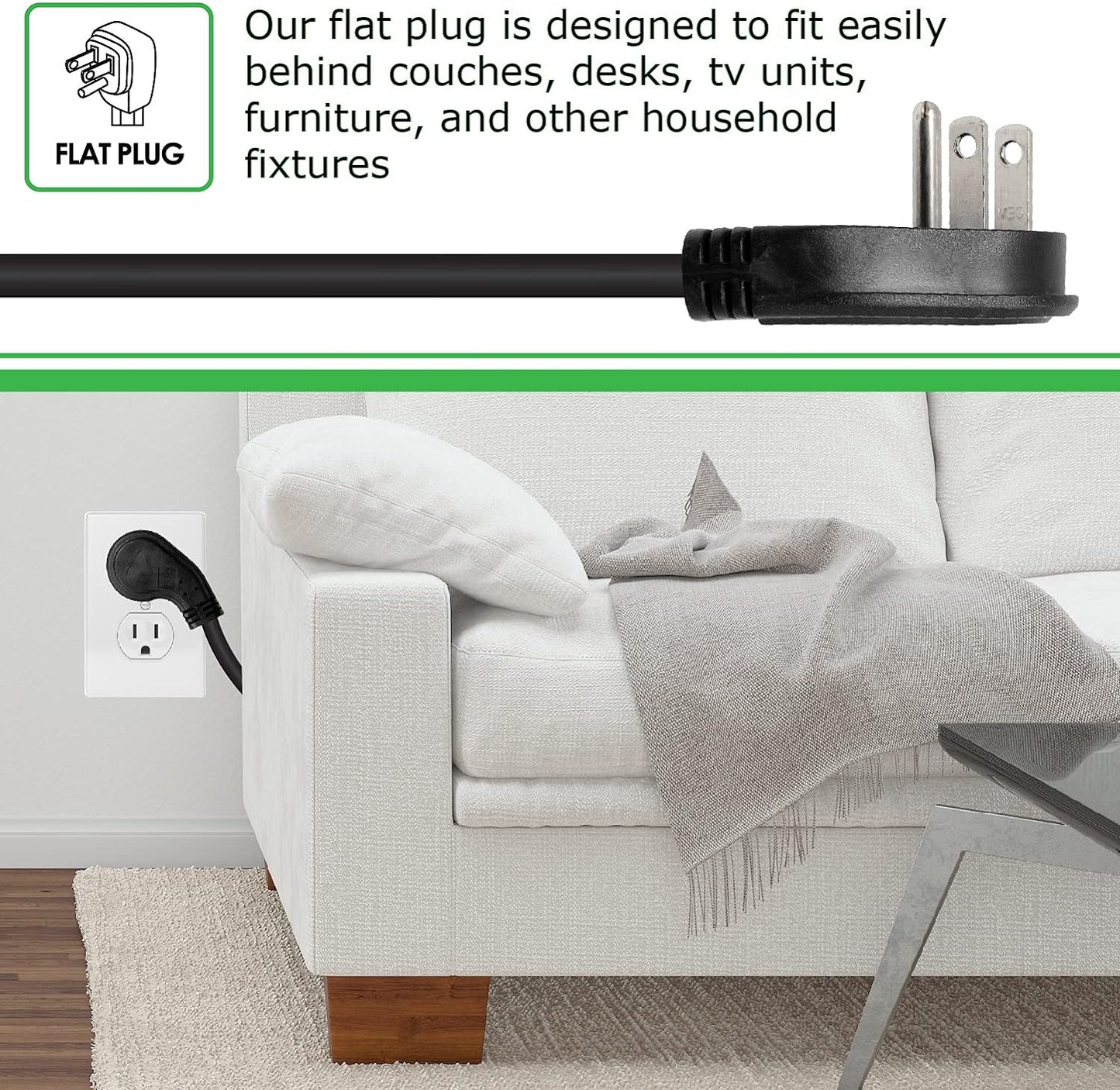 Digital Energy 25 FT USB-C and USB-A 8 Outlet 4200 Joules Surge Protector Power Strip, 3 Wide Spaced Outlets, Black