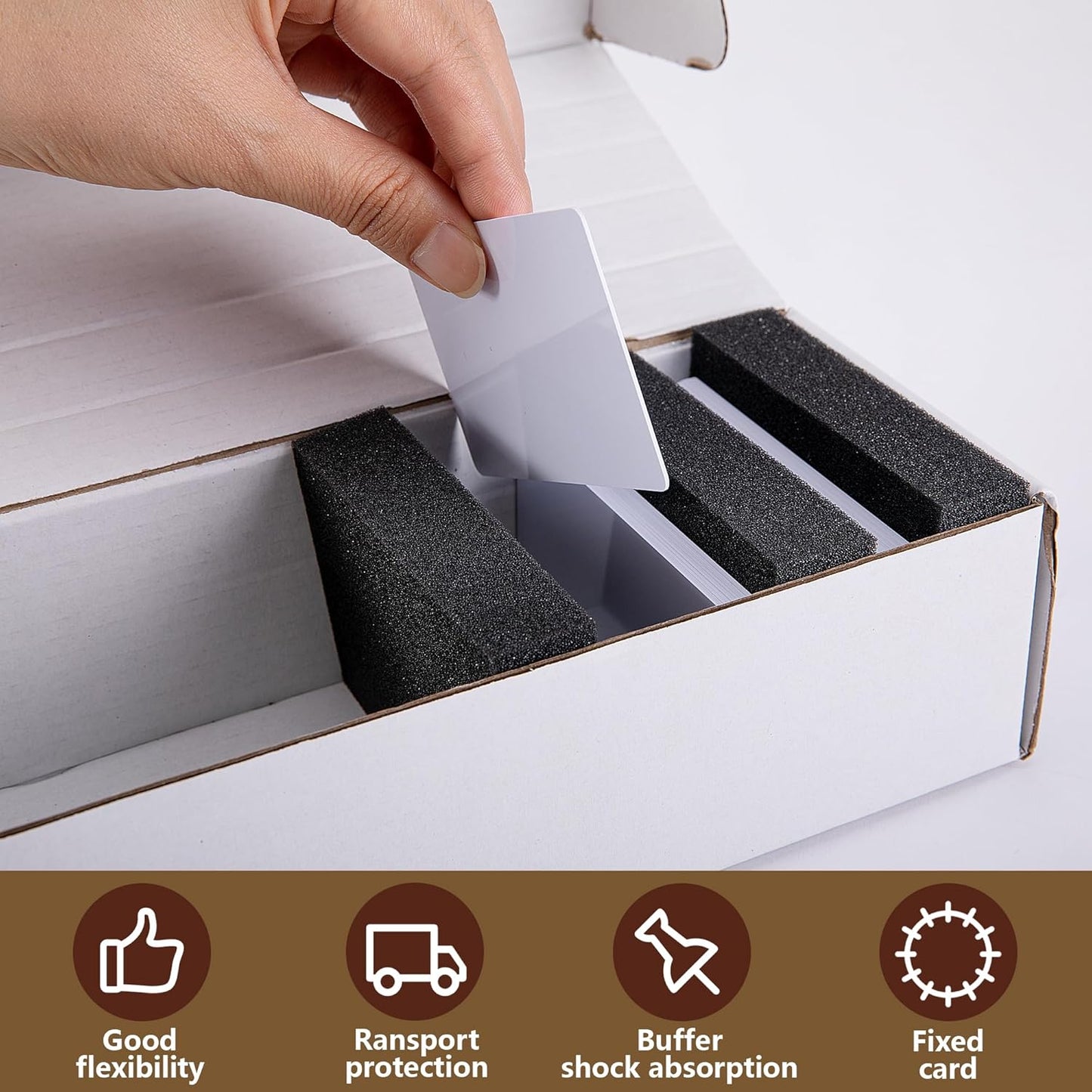 codree 100 Pcs Card Dividers Foam- 40D High Elasticity Sponge Trading Card Dividers- Shock Absorbing Cards Sponge Separators Inserts for Storage Boxes Games Sports Cards Protection