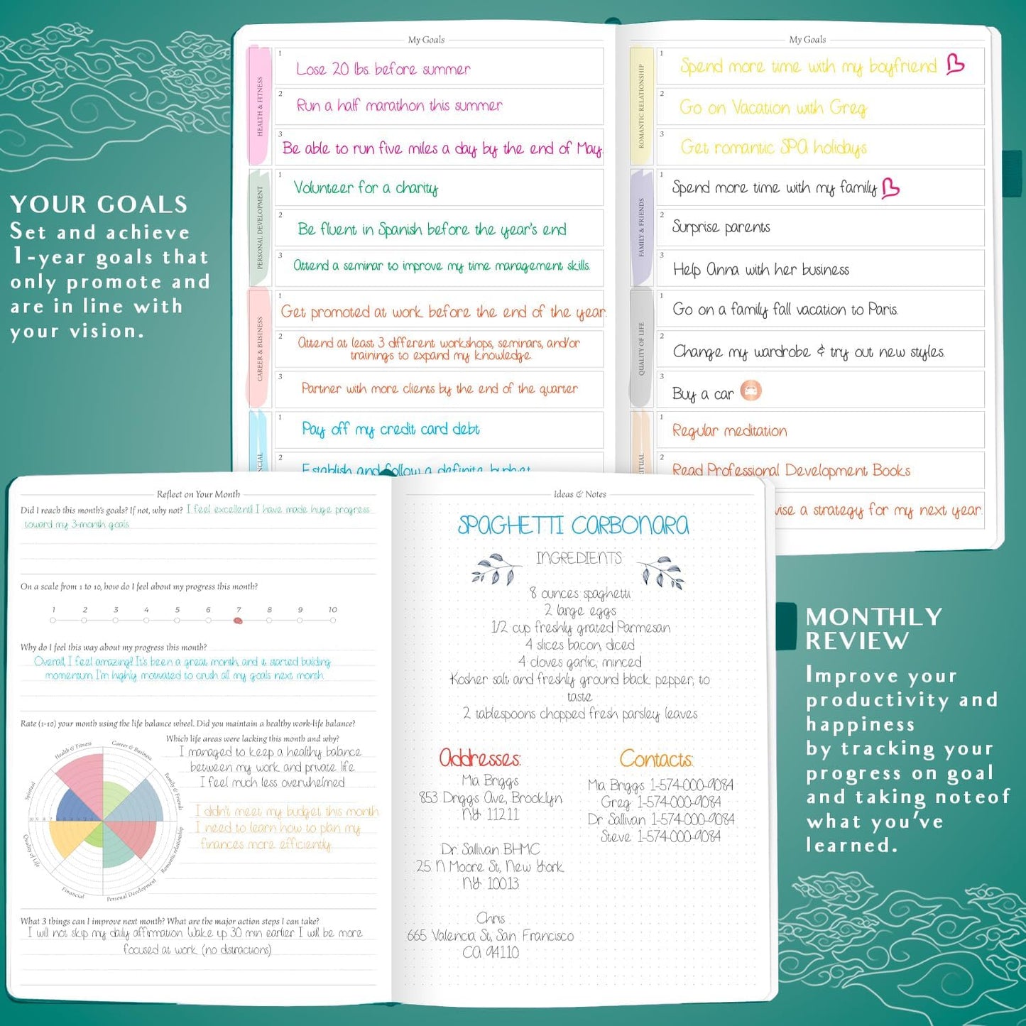 Legend Planner PRO Hourly Schedule - Weekly & Daily Organizer with Time Slots. Appointment Book Journal for Work & Personal, A4 (Dark Teal)