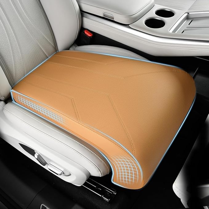 FLORICH Car Seat Extender Leg Extender Support Cushion for Driver Seats Office Chair, Leather Carseat Leg Support for Long Drivers Universal Car Seat Cushion Legs Rest Pads-Light Brown