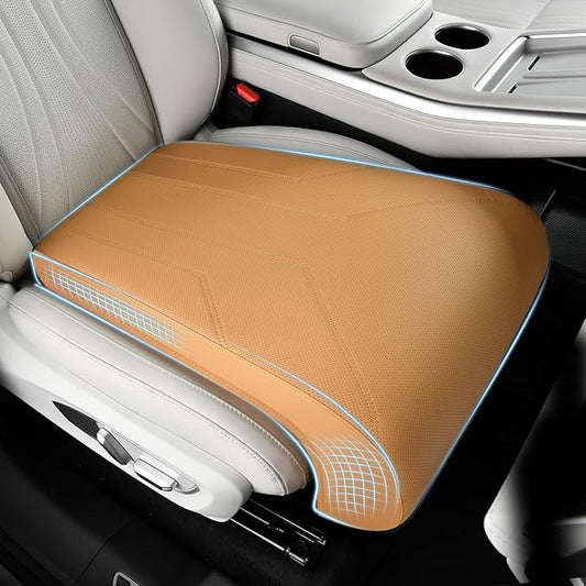 FLORICH Car Seat Extender Leg Extender Support Cushion for Driver Seats Office Chair, Leather Carseat Leg Support for Long Drivers Universal Car Seat Cushion Legs Rest Pads-Light Brown