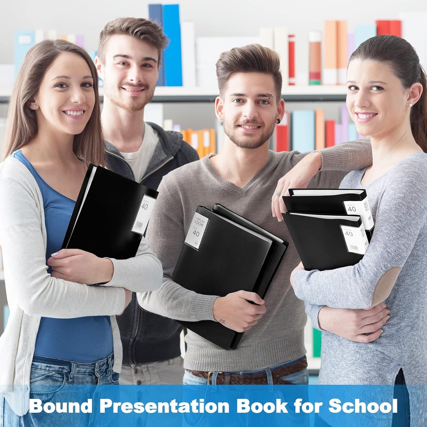 Marspark 6 Pcs Binder with Plastic Sleeves Large 8.5" x 11" Display Presentation Book 40 Pocket 80 Pages Art Portfolio Folder Clear Sheet Protector for Photo Document (Black)