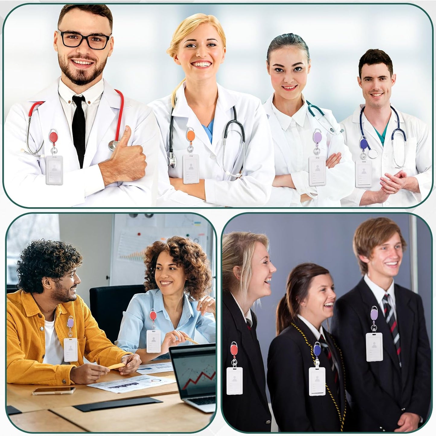 Honoson Heavy Duty Retractable Badge Reels Batch ID Badge Holder Retractable Clip Bulk Key Holder with Ring for Office Worker Employee, Doctor Nurse Gifts