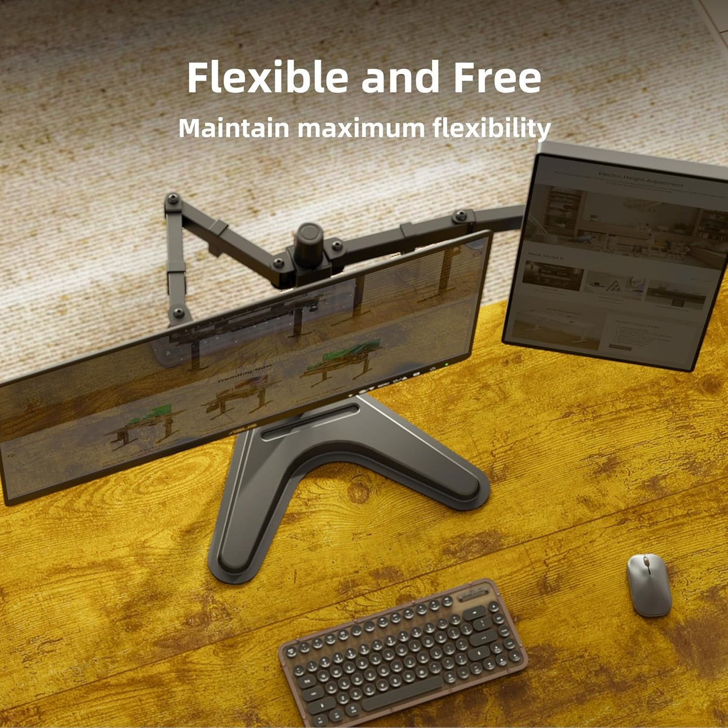 Claiks Dual Monitor Mount, Ergonomic Adjustable Monitor Arm for Max 32 inch Screens, Adjustable Computer Monitor Stand up to 40 lbs, VESA Mounting Holes 75&100mm, Black