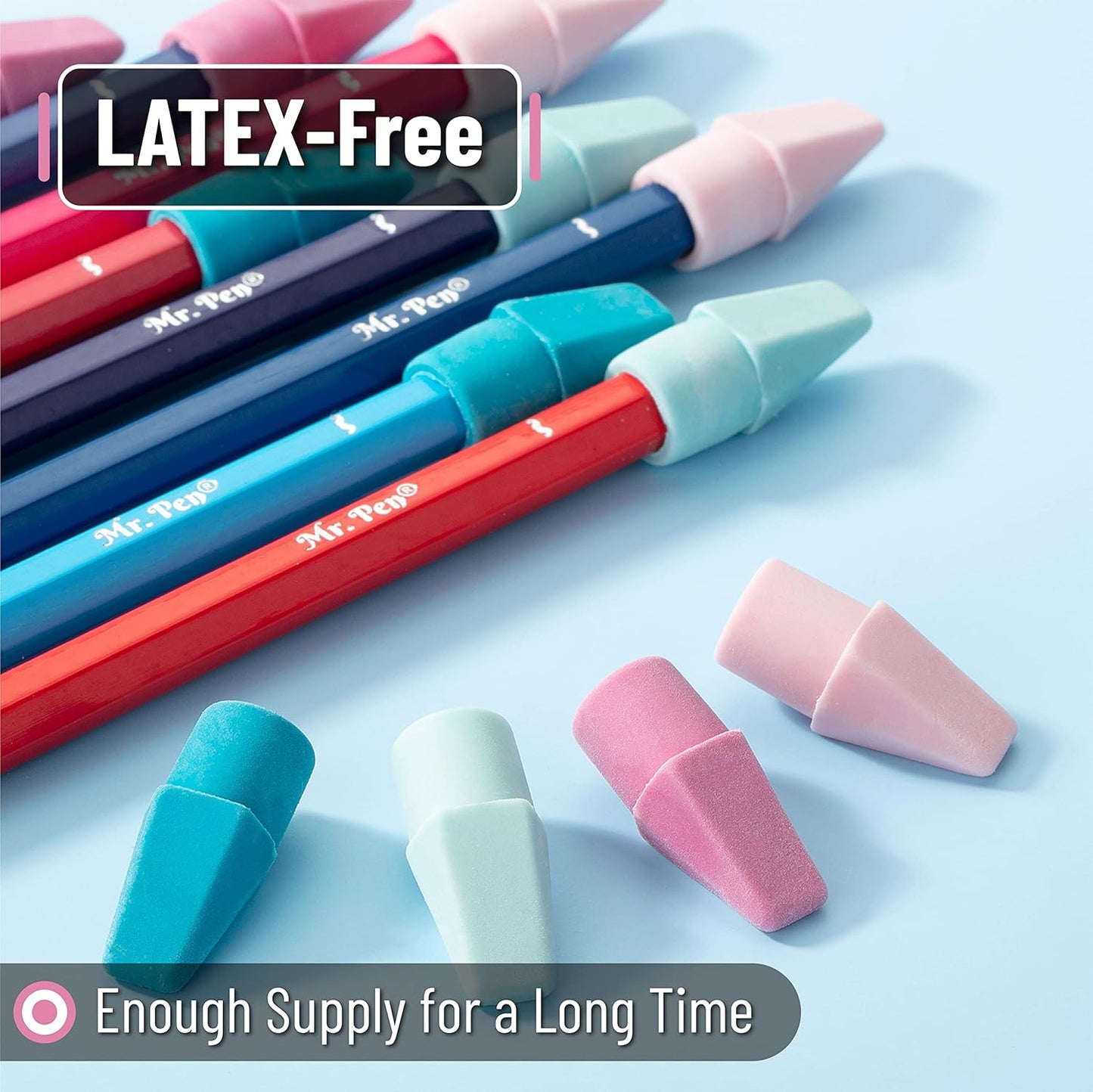 Mr. Pen- Pencil Erasers Toppers, 120Pack, Muted Pastel Colors, Erasers for Pencil, Pencil Top Erasers, Back to School Supplies