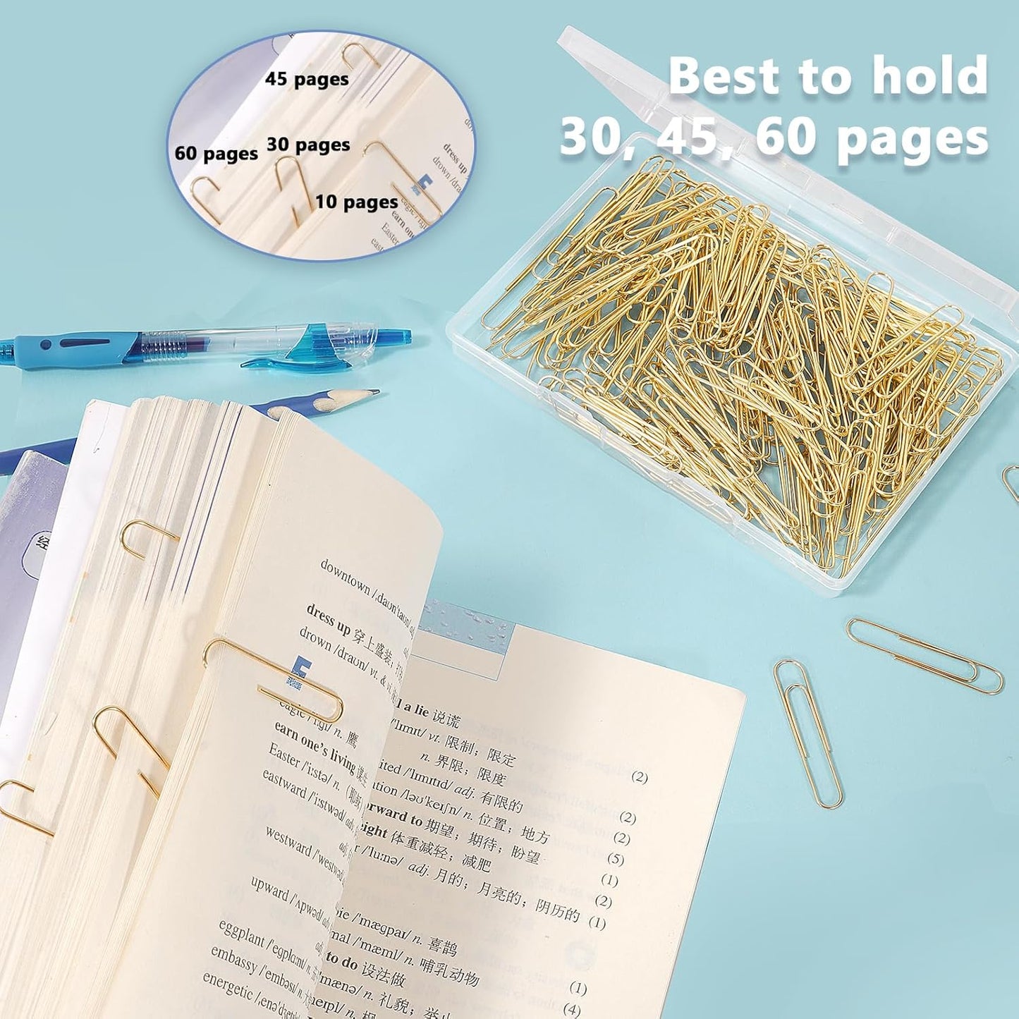 Jumbo Paper Clips, 200pcs 2 Inch Paper Clip, Large PaperClips, Stainless Steel, Paperclip for Paperwork Office School Home and Personal Use (Golden)