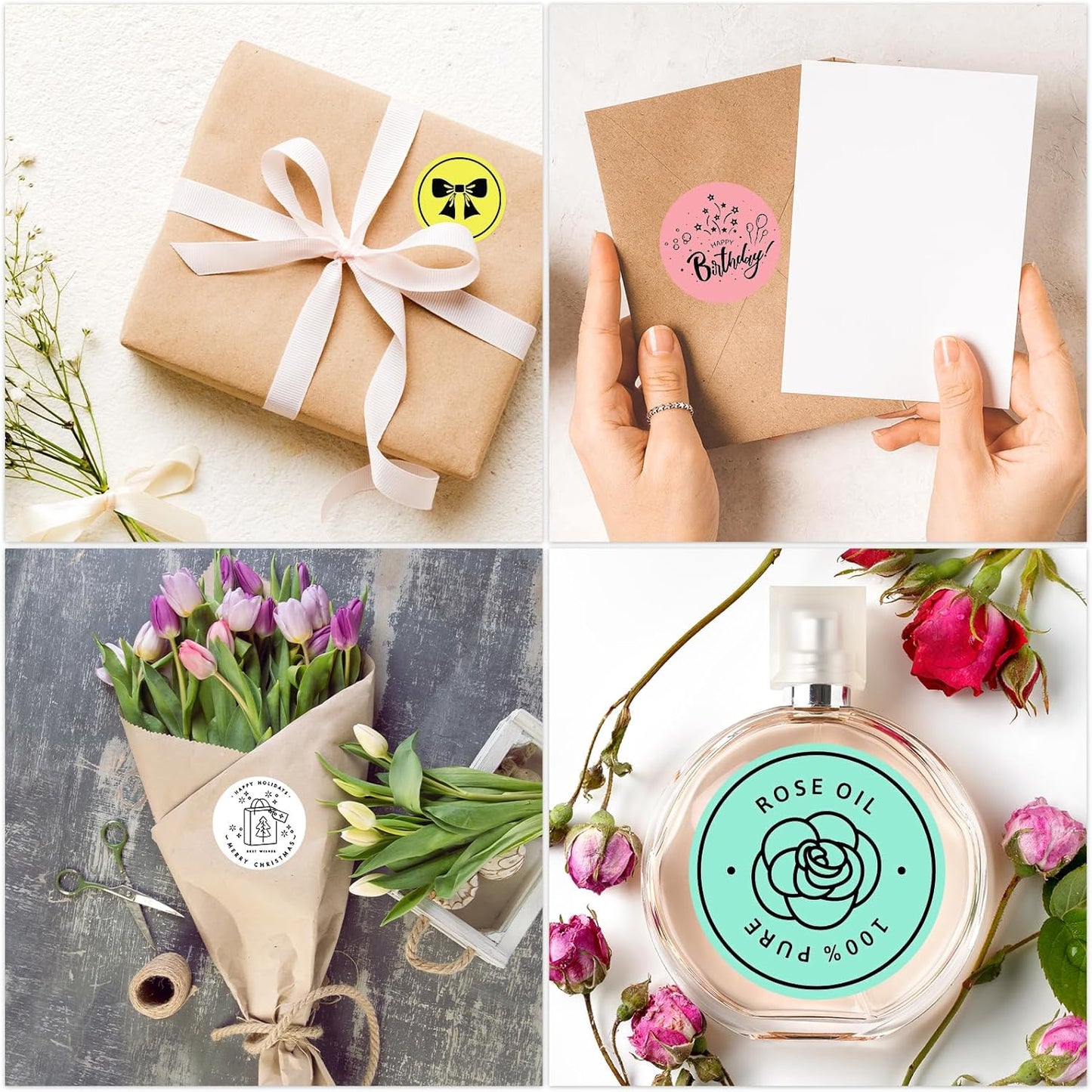 MFLABEL 2" Round Thermal Labels (3000 Labels) - 4 Color Self-Adhesive Stickers for Bottles, Jars & DIY | Waterproof QR Code Labels | Instant Print w/o Ink