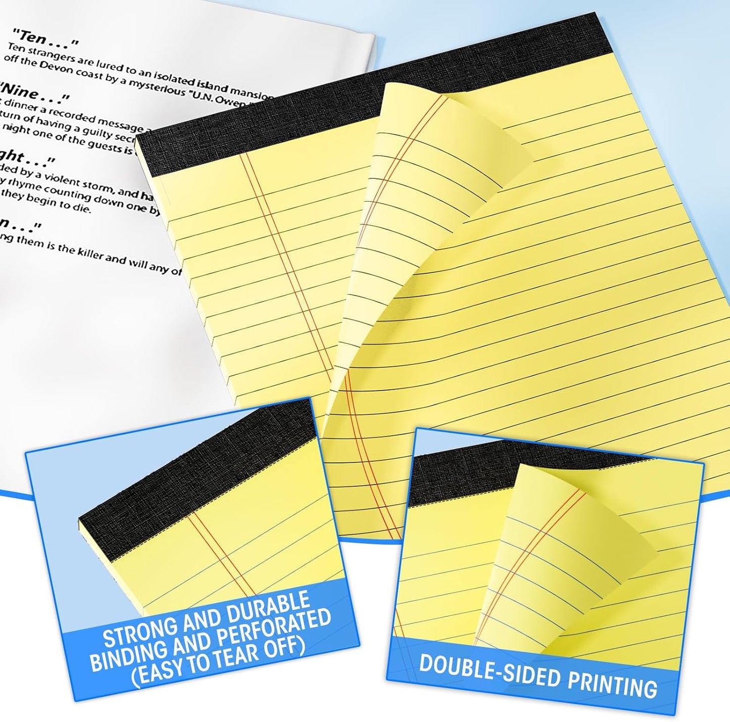 6pcs Legal Pads 8.5 x 11, Notepads 8.5 x 11 Inch, Color Note Pads Clear Print Writing Pads of Paper, Memo Pads , Perforate Legal Notepads Paper , Wide Ruled Lined with Sturdy Back,30 Sheets/Pack