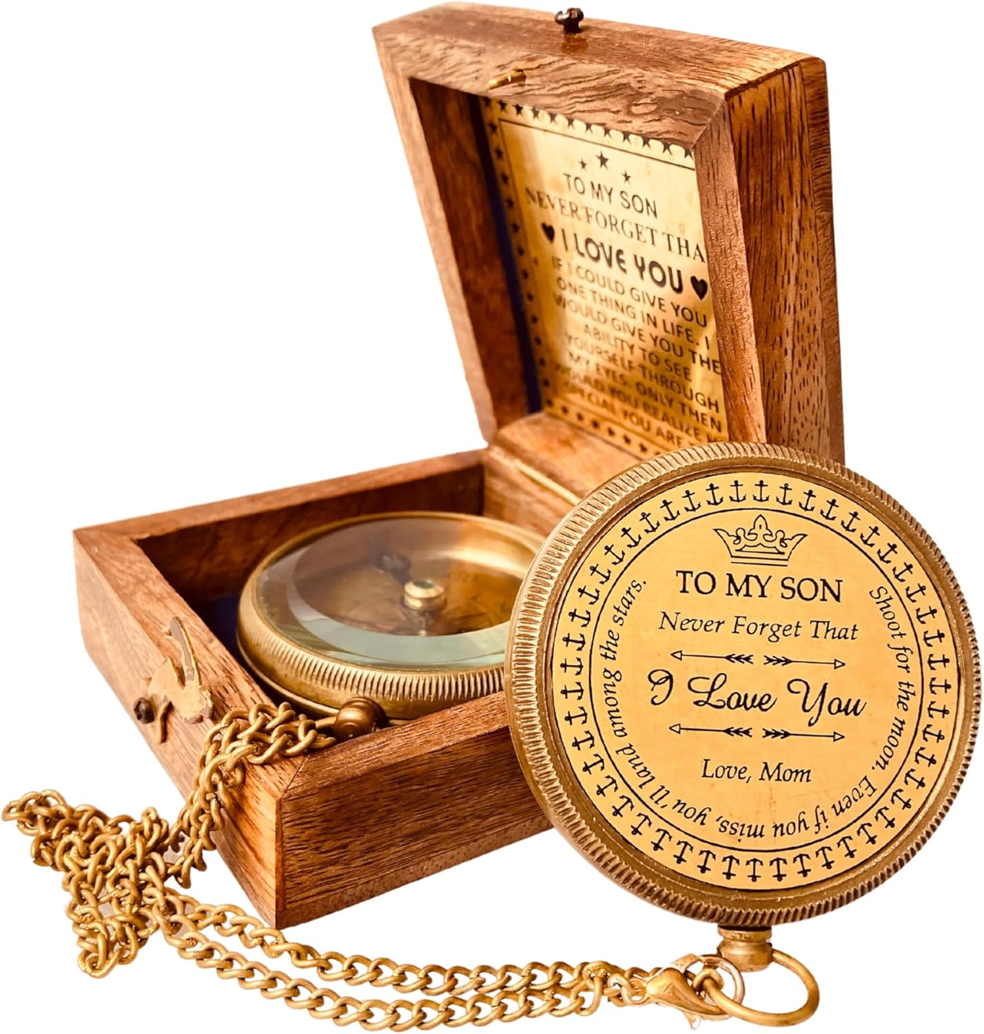 Gift for Son from Mom Dad | Engraved Compass 2" - Father to Son Gifts, Mom to Son Gifts for Graduation 2025, Birthday Baptism Confirmation Communion