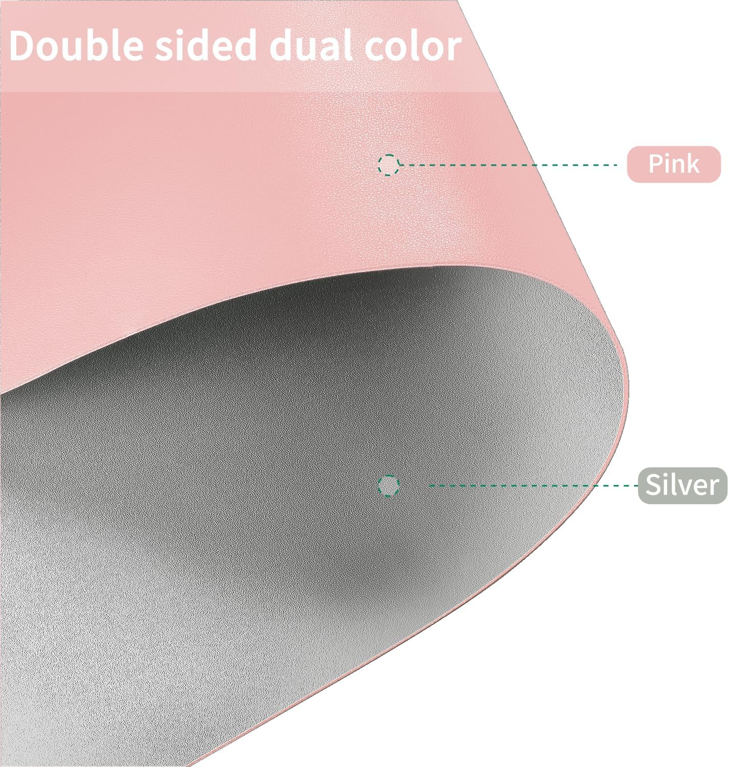 Leather Table Cover,1.8mm Thick,30x48 Inch Desk Cover,Large Desk Mat,Table Protector,Table Cover Protector,Desk Top Cover,Table Tops Cut to Size(Pink+Silvery,30x48)