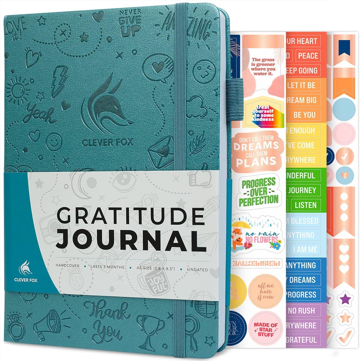 Clever Fox Gratitude Journal – Happiness, Positivity & Affirmation Daily Journal – Inspirational Daily Notebook – 3 Months, A5 (Aquamarine)