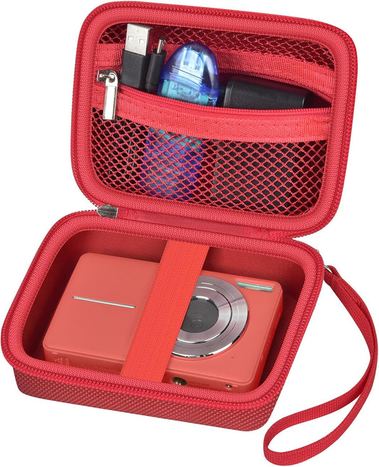 Case Compatible with VAHOIALD FHD 1080P Digital Camera/for CAMKORY Digital Point and Shoot/for Kodak PIXPRO FZ45-BK 16MP Vlogging/for IWEUKJLO/for Nsoela, Holder for SD Card More (Red)