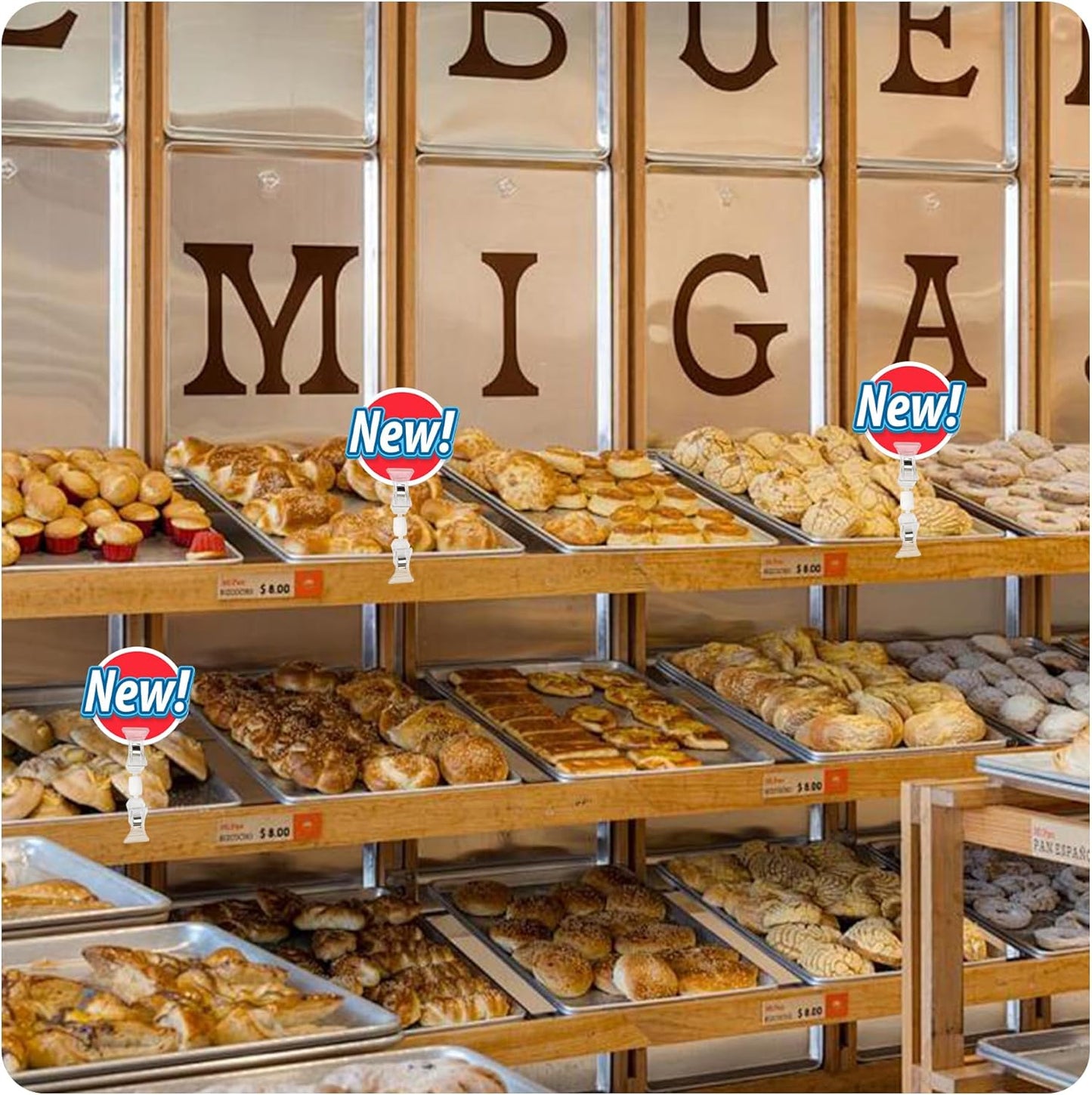 30PCS Double End Mini Sign Holder Clips, Rotatable Price Signs Display Clips, Plastic Retail Cards Clips for Merchandise/Retailers