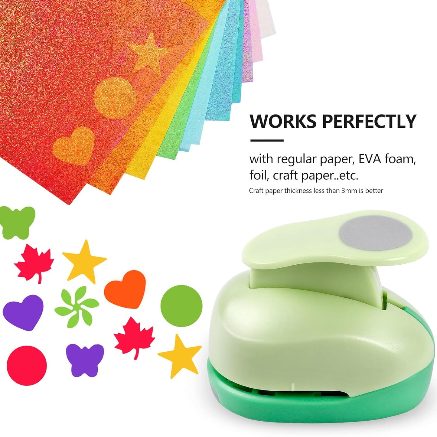 UCEC Paper Punches for Crafting, 1 Inch Craft Puncher, 6 Pcs Hole Punch Shapes Cutters for Paper Craft Heart, Circle, Star, Butterfly, Maple Leaf, Flower Punch Sets for DIY Projects Scrapbook