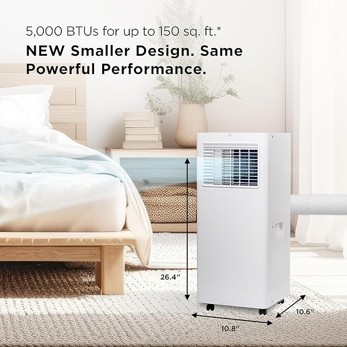 TCL 5,000 BTU Smart Portable Air Conditioner, Fan & Dehumidifier, 150 Sq. Ft., Ultra-Compact Design, Remote Control, Compatible with Alexa/Google Assistant, Install Kit Included