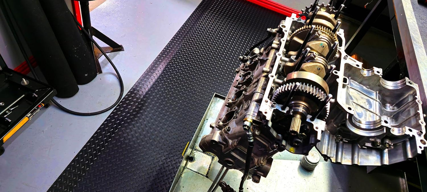 Rhino Mats, American Classic Diamond Anti-Fatigue Mats, Industrial Ergonomic Comfort Standing Mat for Work, Home, Garage, Office, Kitchen or Anywhere (Black 9/16" Thick, 2 FT. x 15 FT.)