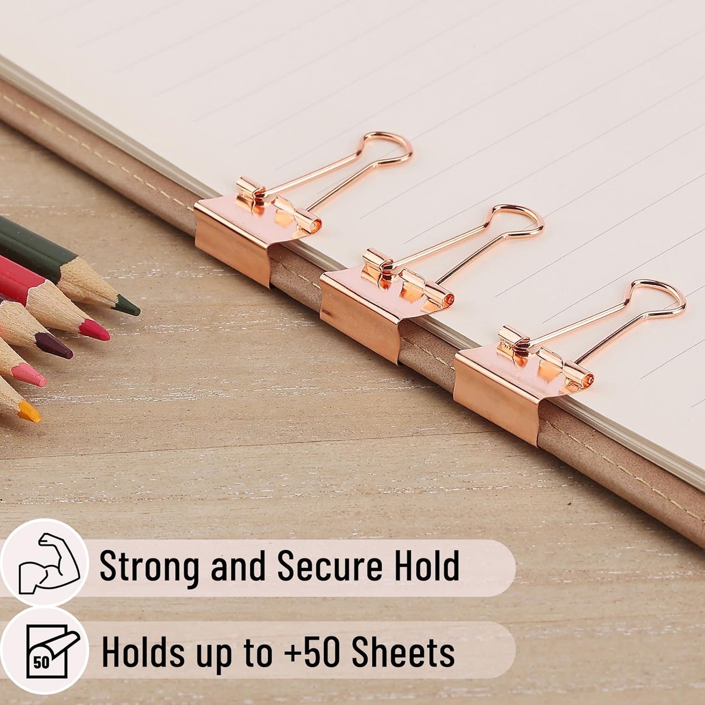 Mr. Pen- Binder Clips, Minirose Gold, 50 Pack, 0.75in Paper Clips