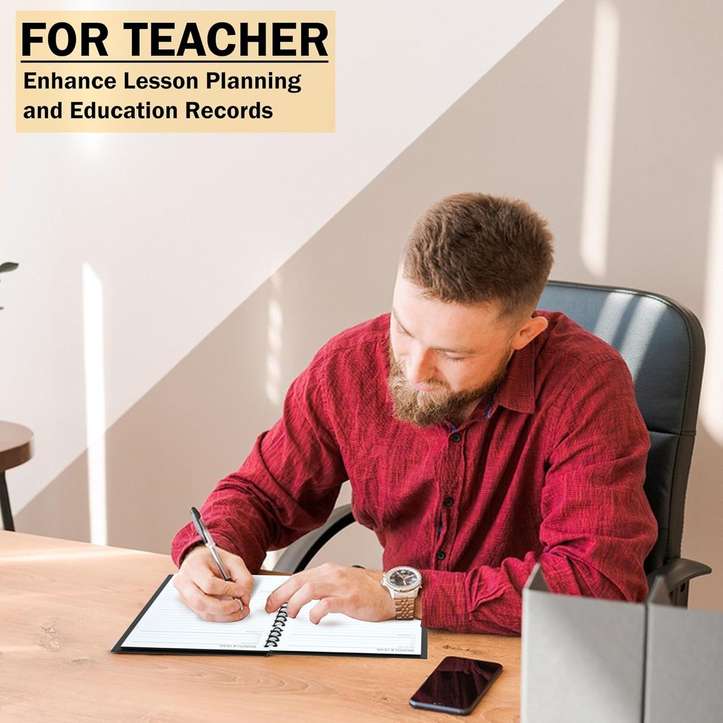 Undated Monthly and Weekly Planner - 12 Month Calendar Planner Notebook with Week Days - Hardcover Undated Planners Blank Agenda Book - A5 Black