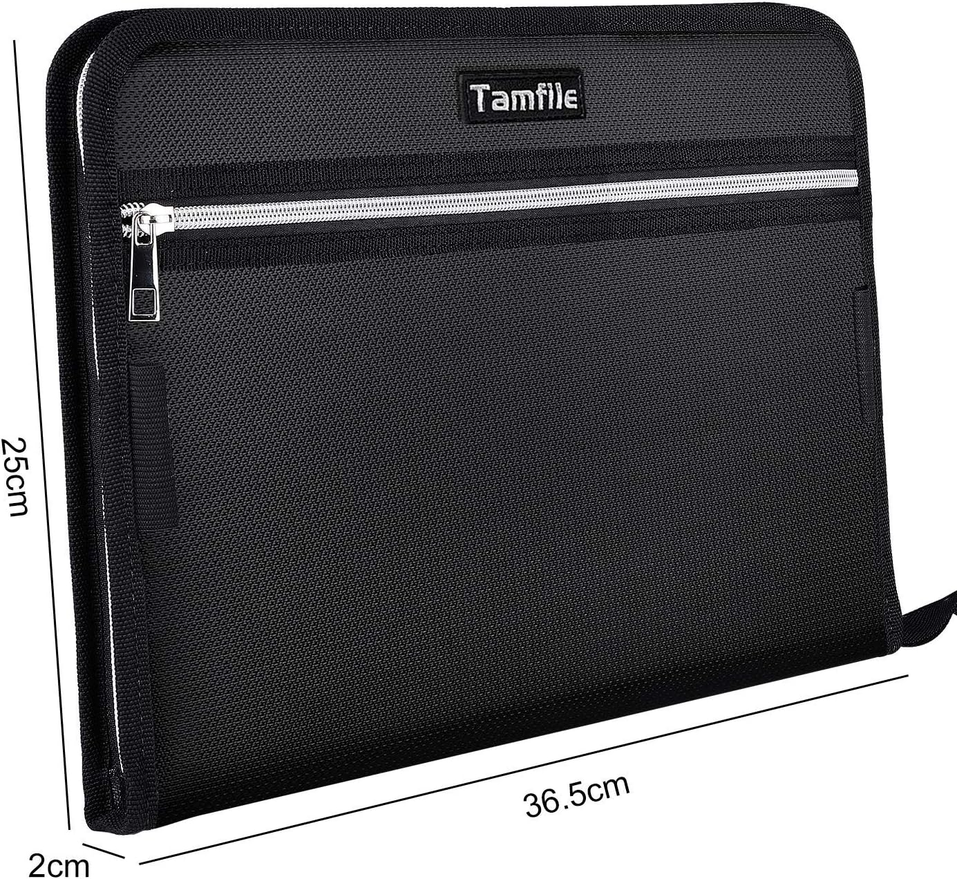 Fireproof Safe Waterproof Accordion File Bag Folder Expanding Filing Folder with 14 Multicolored Pockets, A4 Letter Size, Document Organizer Holder and Color Labels /2 Zipper (Black 14.3" x 9.8")