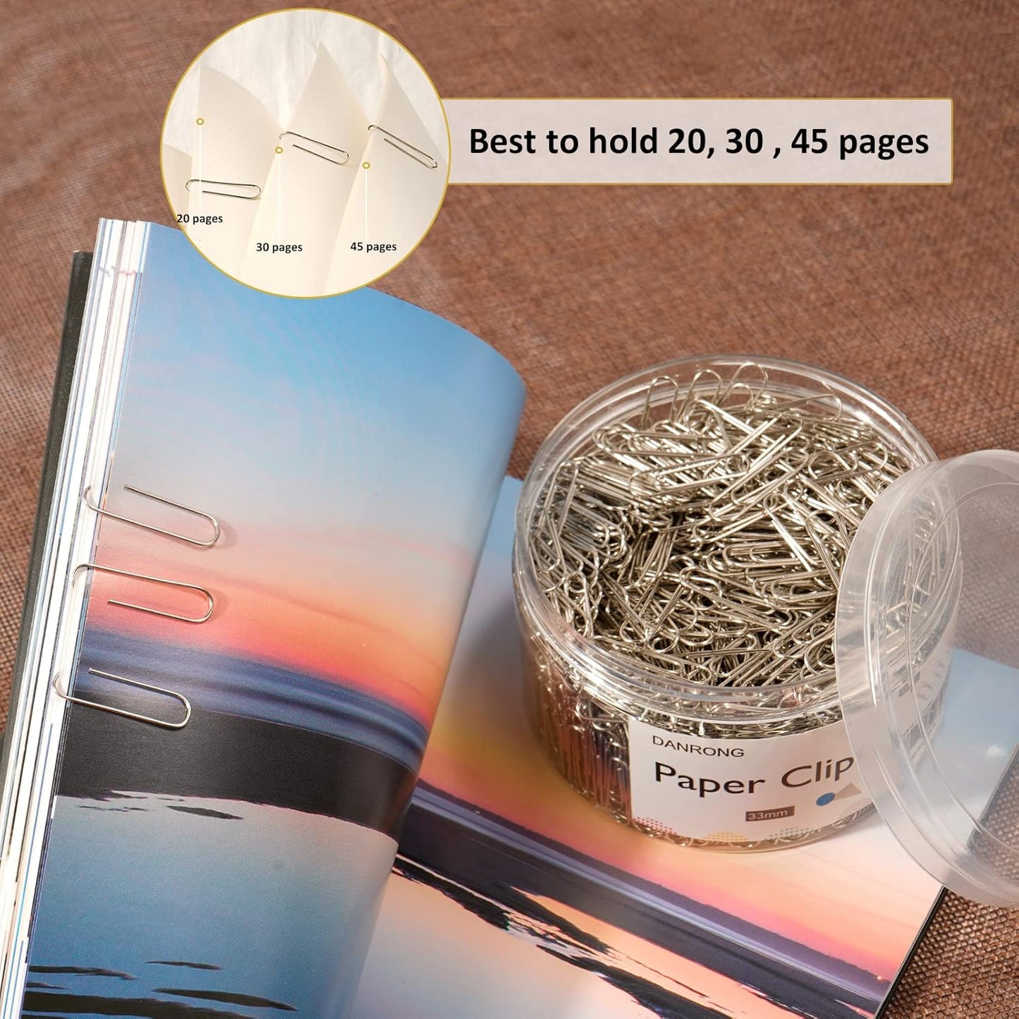 Silver Medium Paper Clips, 750 Pack Paperclips 1.3 Inch (33 mm) Paper Clips Suitable for Office School and Daily Use Also Used for Daily DIY Paper Clip(Silver)