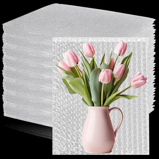 100Pcs 8"x12" Bubble Pouches Wrap Bag for Packaging, Clear Bubble Out Bags Double Wall Cushioning Wrap Pouches for Moving Packaging Storage Fragile China Dishes Electronic Item