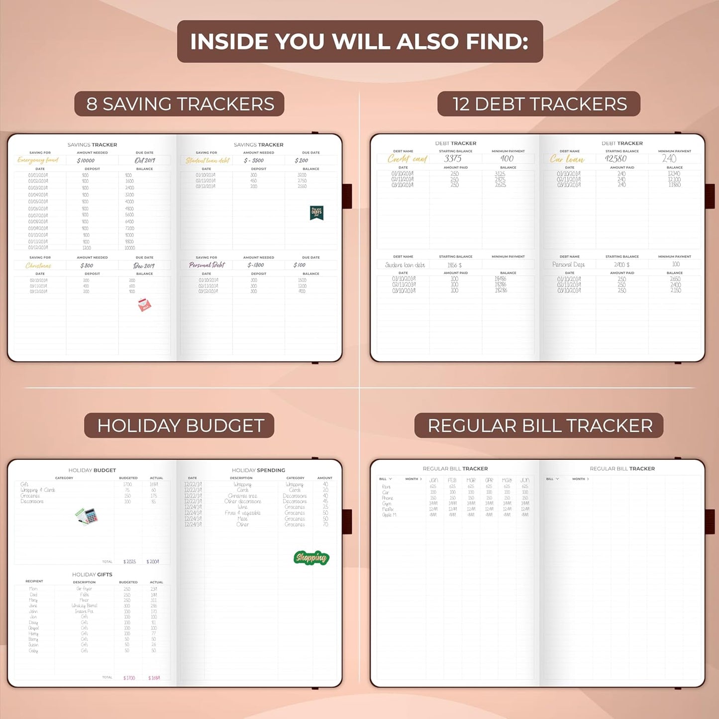 Clever Fox Budget Planner Large – Expense Tracker Notebook. Monthly Budgeting & Bill Organizer, Finance Logbook & Accounts Book, A4 (Brown)