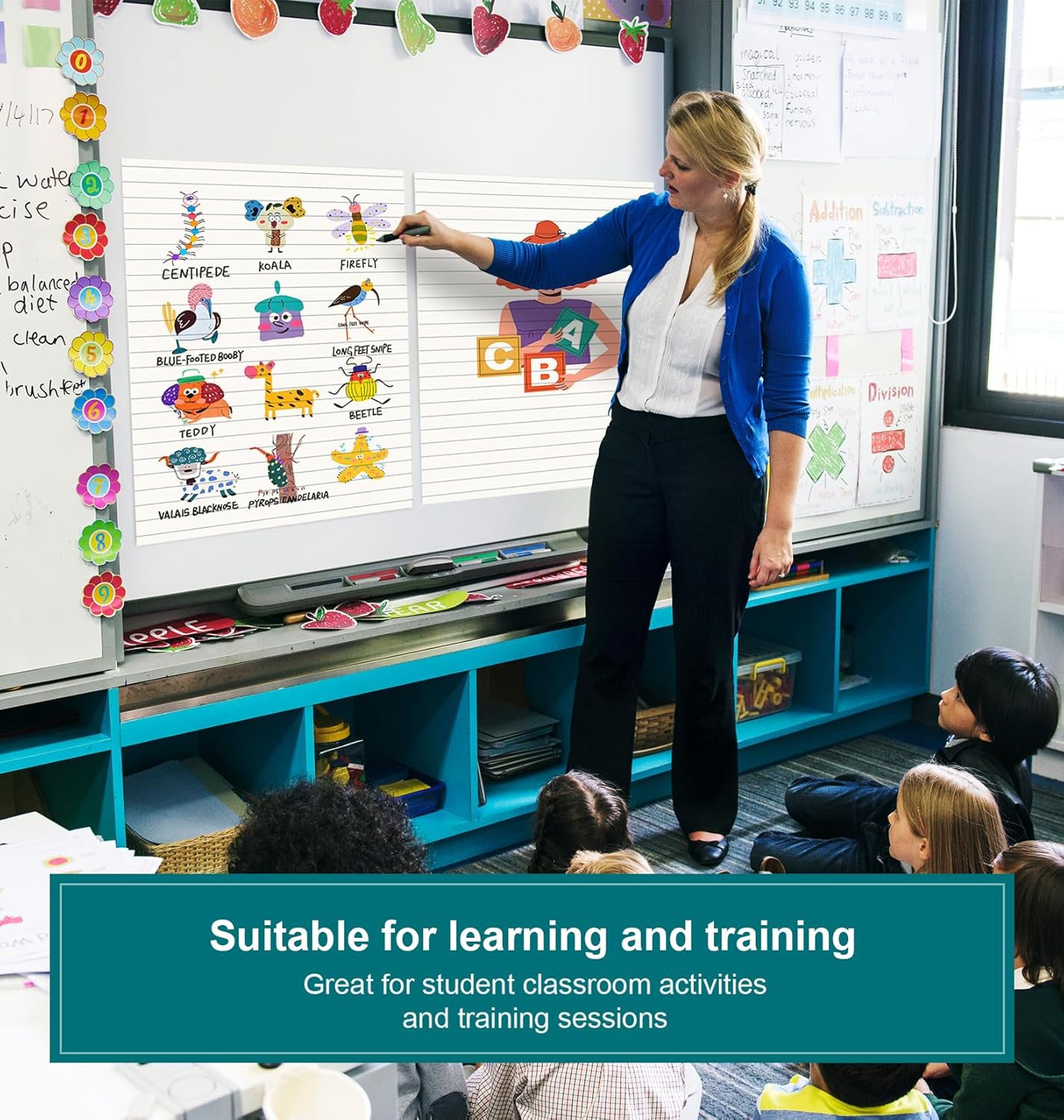 ViVin Lined Sticky Easel Pad, 25 x 30 Inches Flip Chart Paper for Teachers and Students, Large Self Stick Easel Paper, Teacher Anchor Chart, 30 Sheets/Pad, 4 Pads/Pack