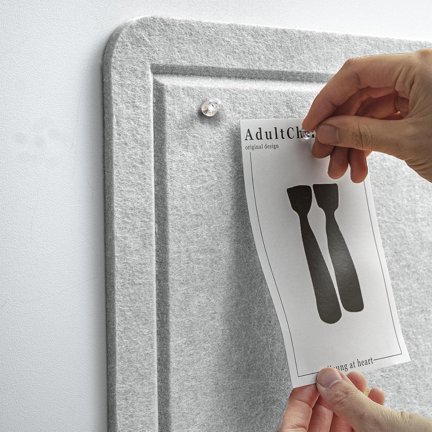 Large Bulletin Board - 48 x 36 Inches, Decorative Felt Pin Board for Wall - 4' x 3' Foldable Photo Display Board with Self-Adhesive Tape, Includes 20 Push Pins - Light Gray