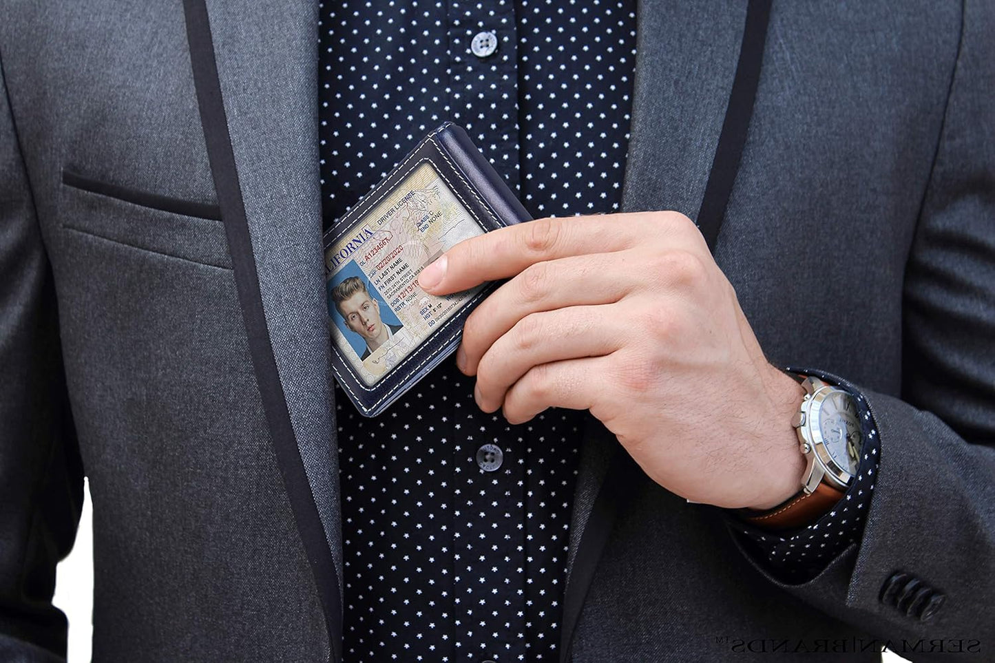 SERMAN BRANDS RFID Blocking Slim Bifold Genuine Leather Minimalist Front Pocket Wallets for Men with Money Clip Thin Gift