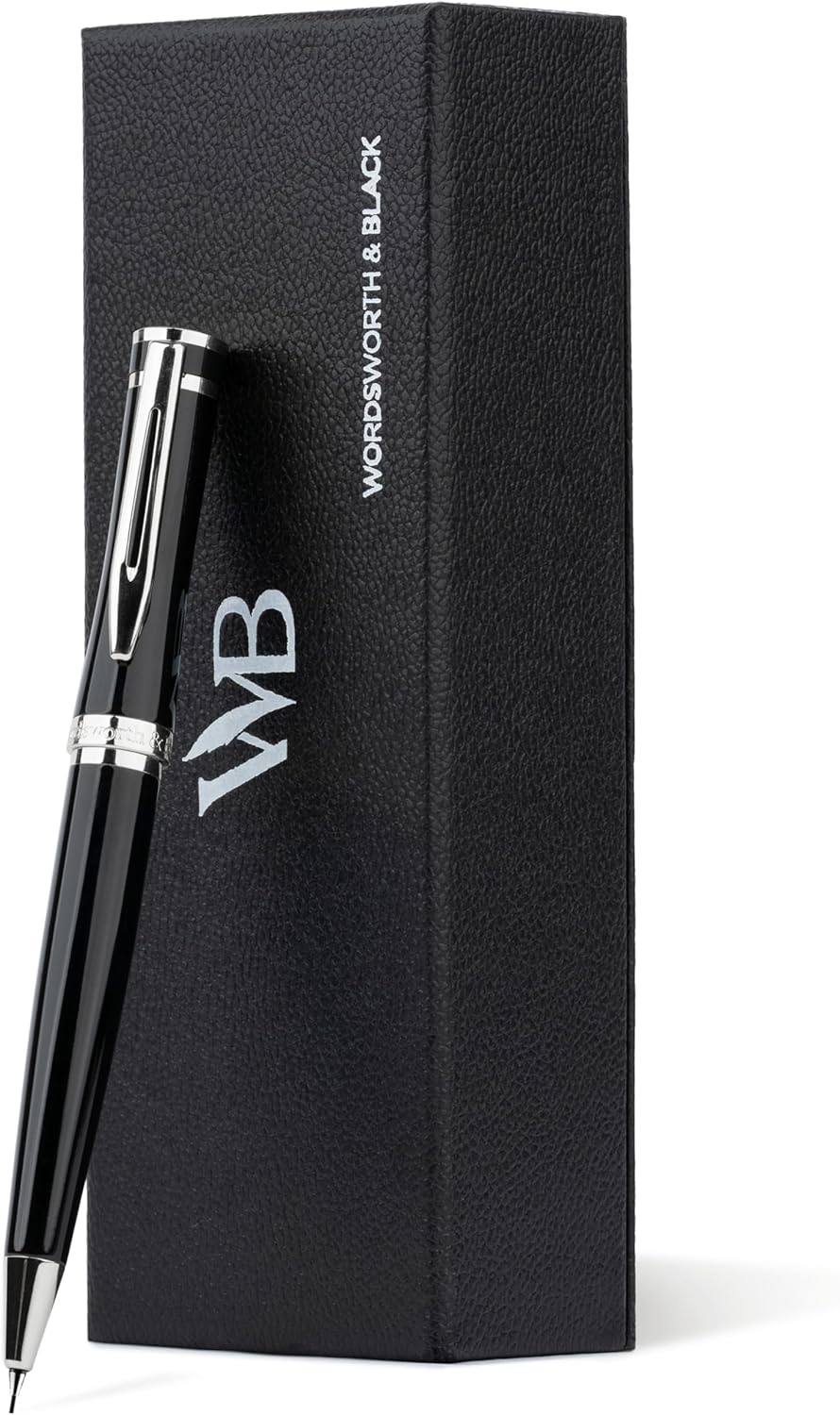 Wordsworth and Black Mechanical Pencil Graphite Lead- Stunning Luxury Metal Pencil, Black Lacquer Chrome Finish, 0.7mm Led, Best Gift Set for Men & Women, Professional Executive Office Pencils