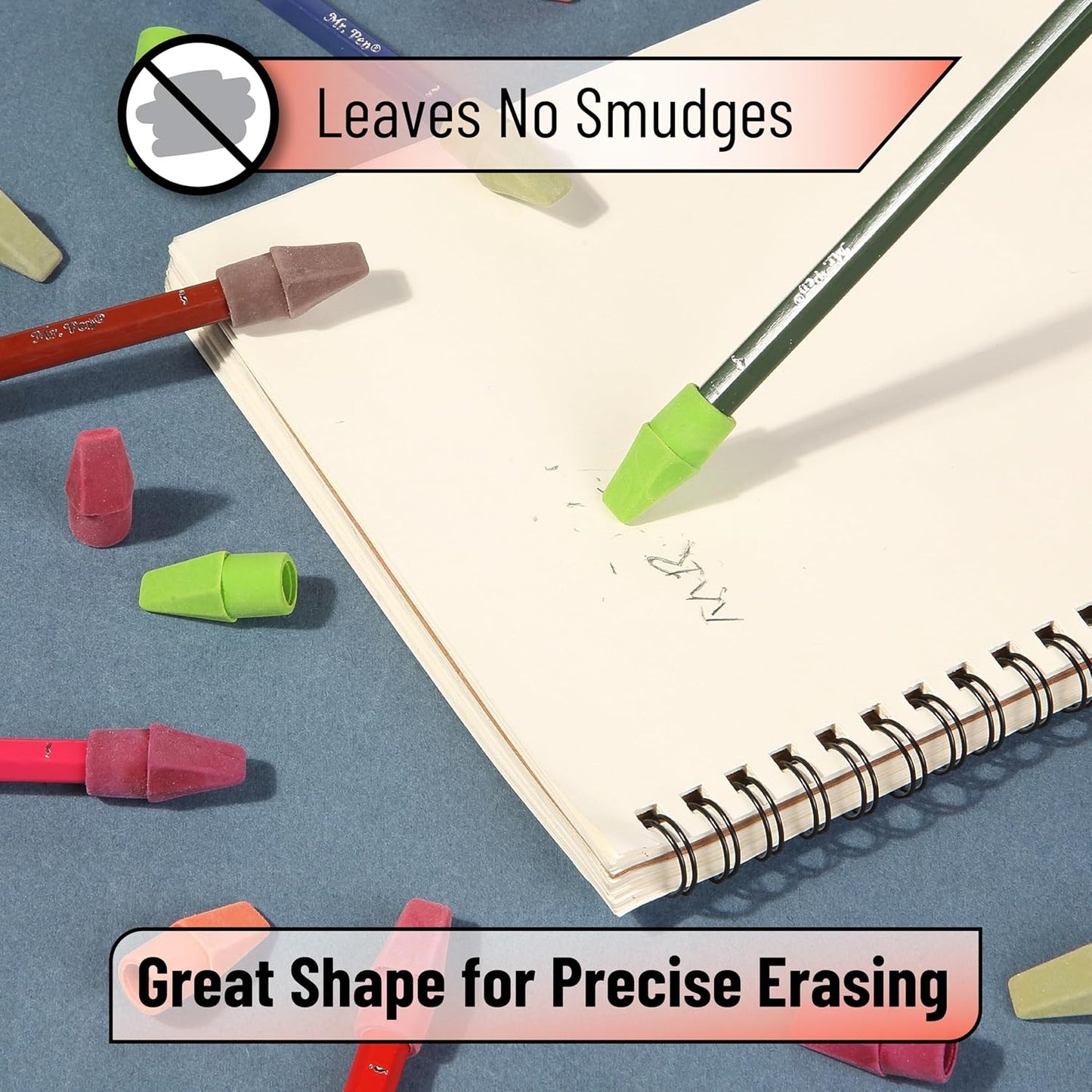 Mr. Pen- Pencil Erasers Toppers, 120 Pack, Late Harvest Color Scheme, Latex Free, No Smudge, Mr Pen Erasers for Pencils