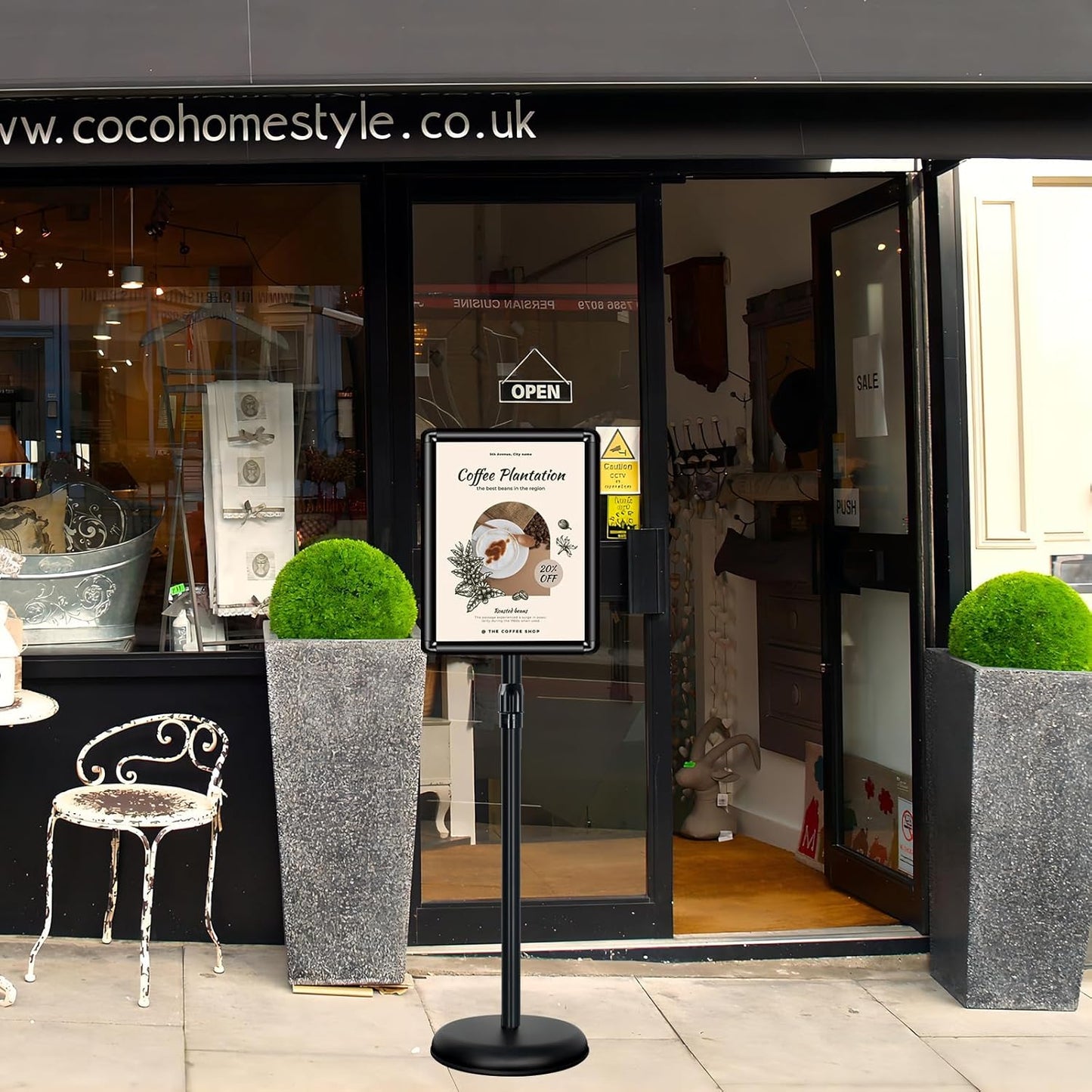 6Packs Pedestal Sign Holder 11x17in Standing Signs Display Stand Adjustable Pedestal Floor Stand Sign Holder, Aluminum Poster Stand for Ads, Posters, Menu, Guide (Black)