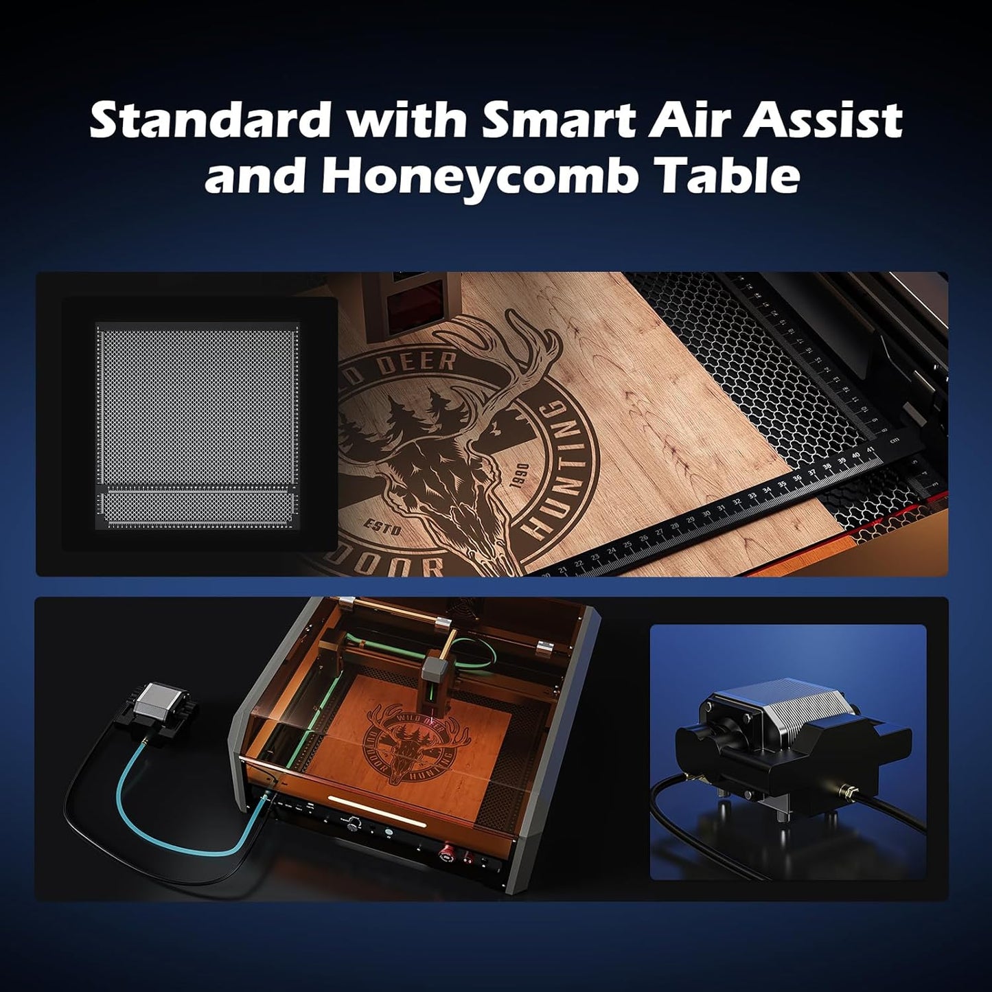 L8 Laser Engraver, 40W Power Output Laser Cutter Built-in Acrylic Enclosure with Vent, 40,000mm/min All-in-one Laser Engraving Machine Air Assist Pump, Honeycomb, Camera, Laser Safety Class 1