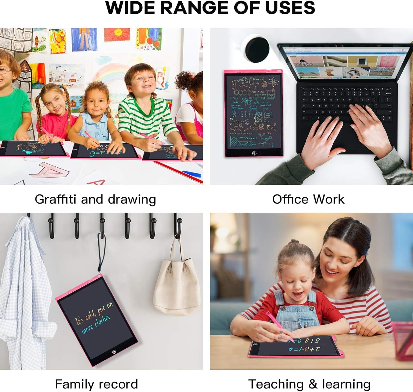 2 Pack LCD Writing Tablet, 12 inch Colorful Toddler Drawing Pad Doodle Board, Erasable Educational Toy Christmas Birthday Gift for 3 4 5 6 7 Year Old