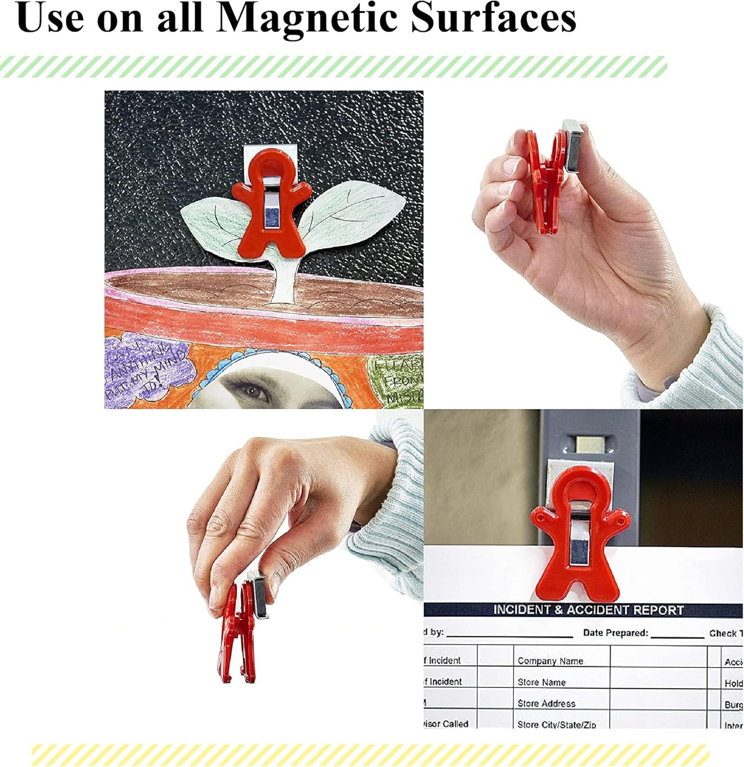 The Pencil Grip Magnet Man Magnetic Clip, Assorted Colors, Pack of 10