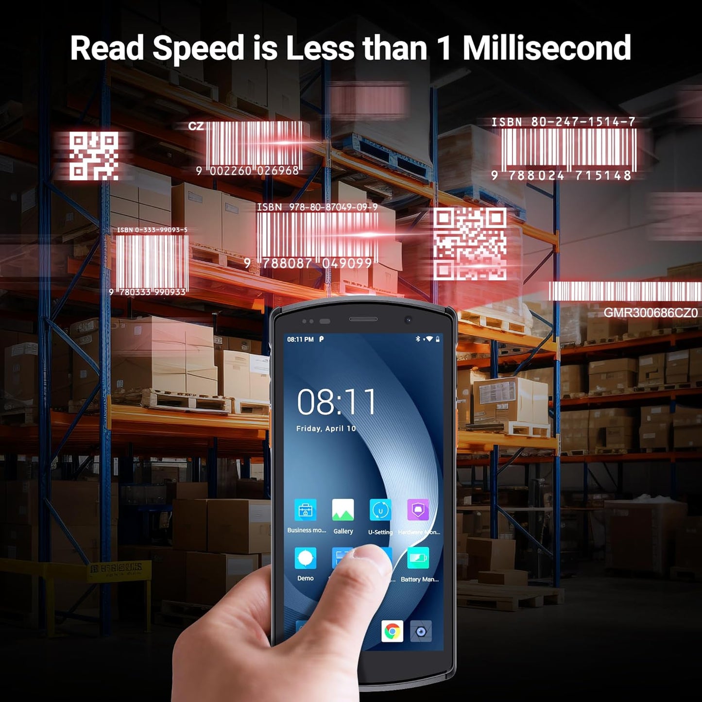 2024 New Android Barcode Scanner,Inventory Scanner PDA with Zebra Scanner,IP68 Rugged NFC 4G Wi-Fi Handheld for Warehouse