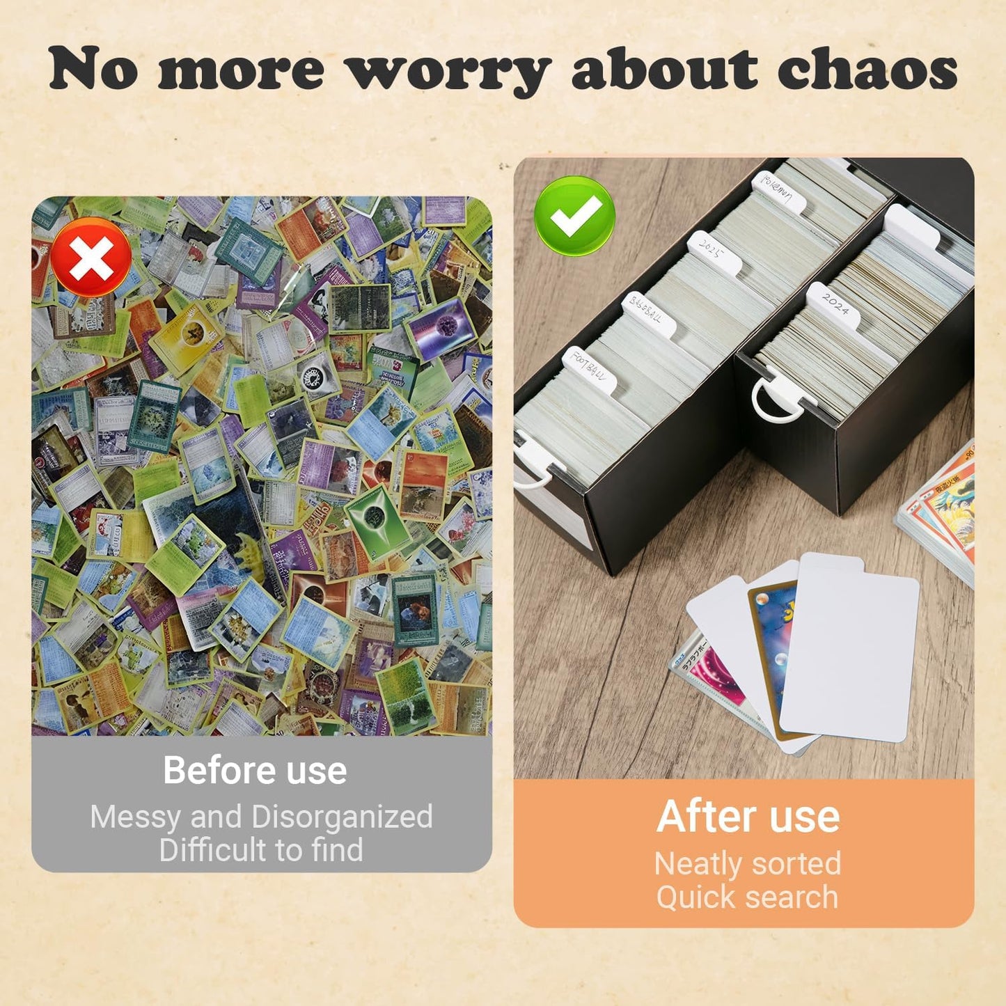 QINGUANG Trading Card Dividers White | 180PCS Vertical Paper Cards Divider Organizer for Standard Baseball/MTG/TCG/Sports/Game Cards | Paper Separator Organizer for Card Storage Box