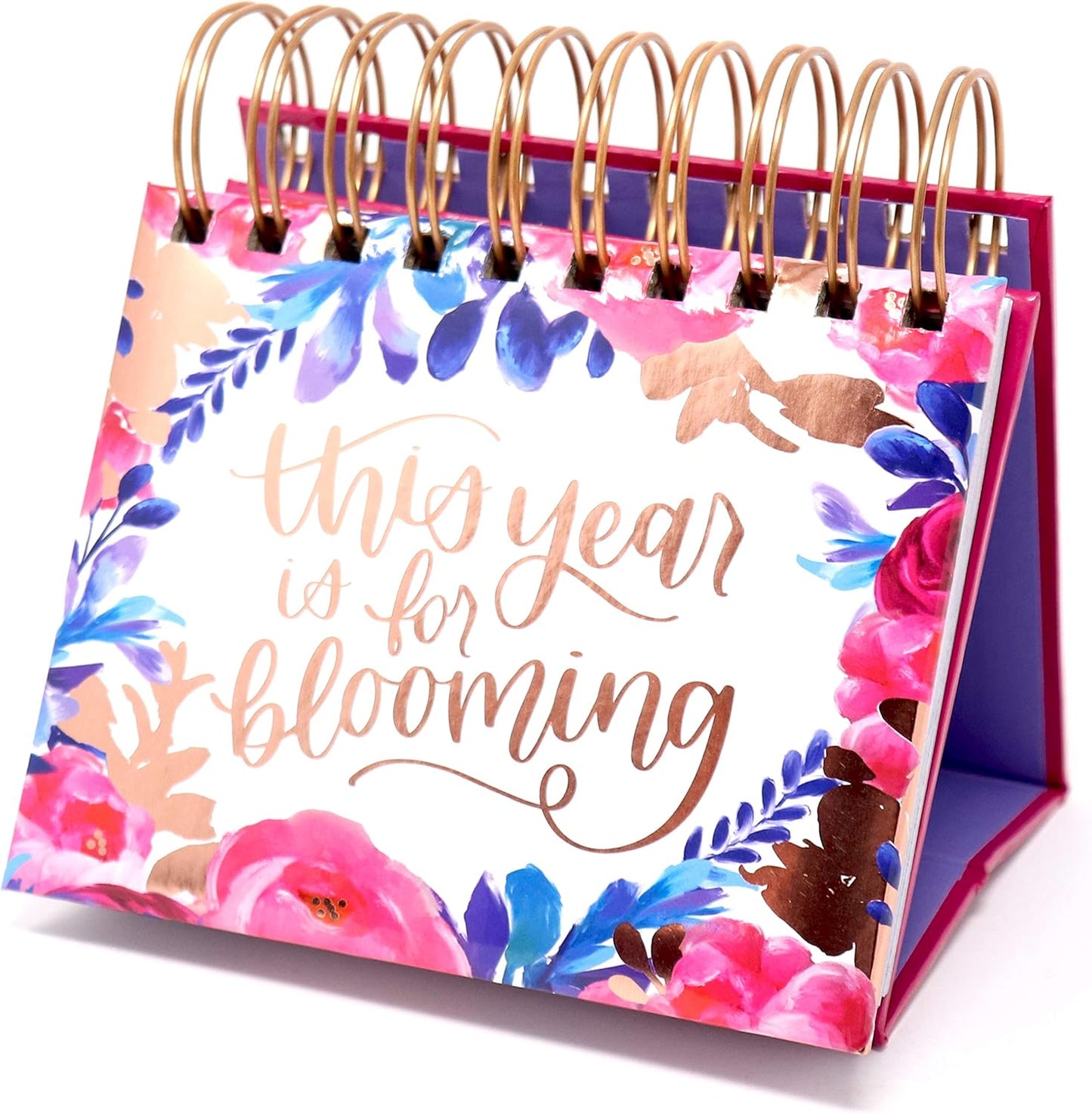 bloom daily planners Undated Perpetual Desk Easel with Motivational Quotes - Inspirational Standing Flip Calendar for Women - Page A Day (5.25" x 5.5") - Hand-Lettered