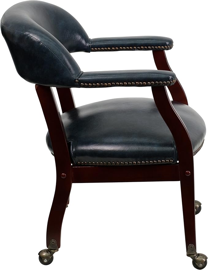 EMMA + OLIVER Navy Vinyl Luxurious Conference Chair with Casters