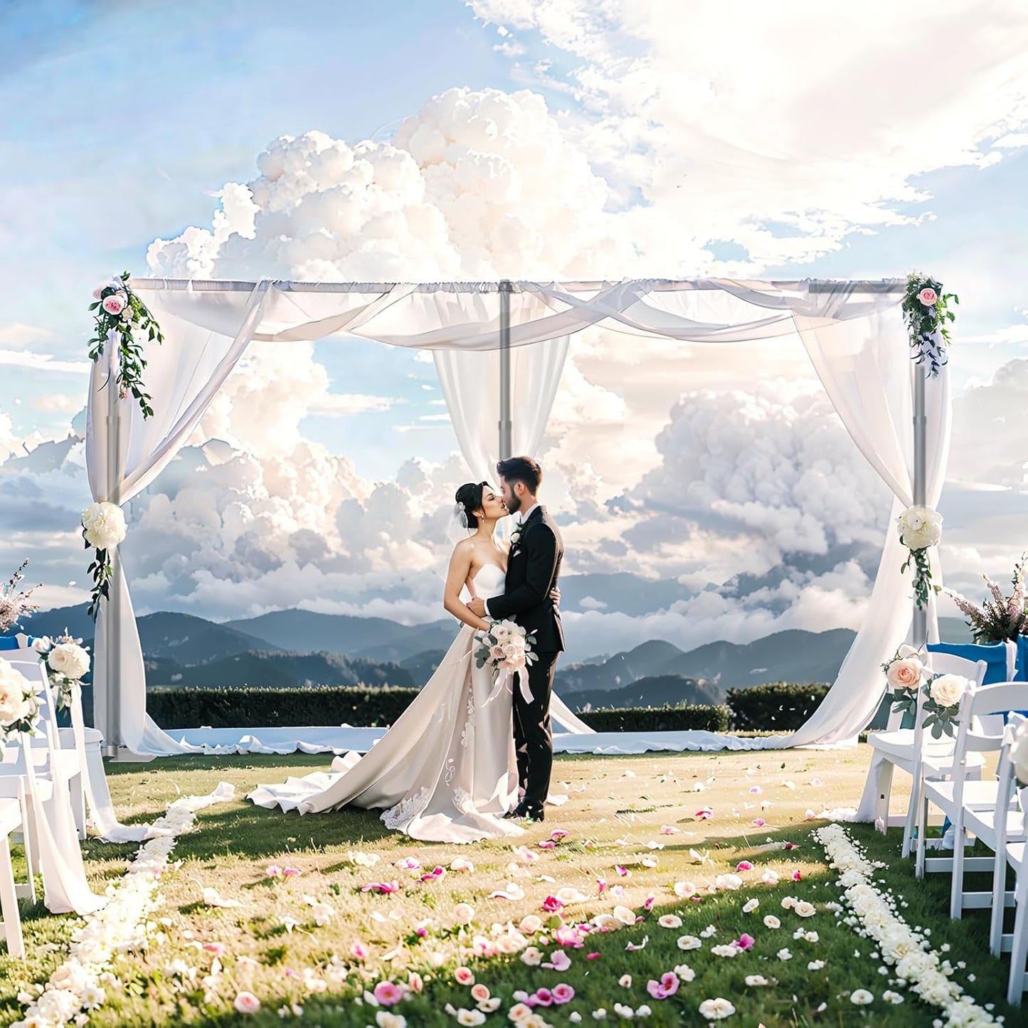 EMART Backdrop Stand Heavy Duty 10ftx20ft, Adjustable Pipe and Drape Photo Background Support Kit, Metal Frame with Flat Base for Wedding Birthday Party Banquet Decorations-Black