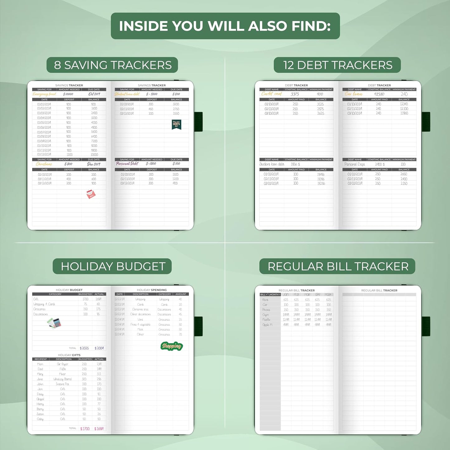 Clever Fox Budget Planner Pocket – Mini Expense Tracker Notebook. Monthly Budgeting Organizer, Finance Logbook & Accounts Book, Small (Dark Green)
