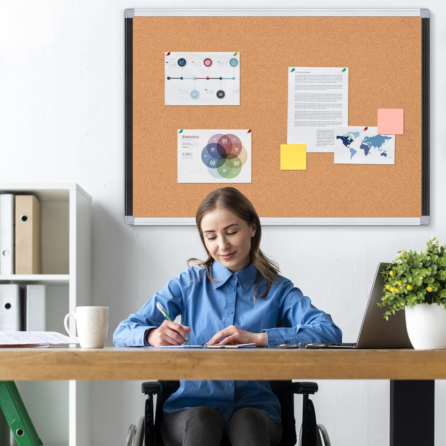 Board2by 2 Pack Cork Bulletin Board 36" x 48", Black/Sliver Aluminium Framed Corkboard, Office Board for Wall Decor, Large Wall Mounted Notice Pin Board with 36 Push Pins for School, Home & Office