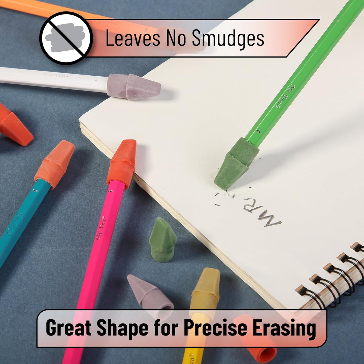 Mr. Pen- Pencil Erasers Toppers, 120 Pack, Colorful, Latex Free, No Smudge, Mr Pen Erasers for Pencils