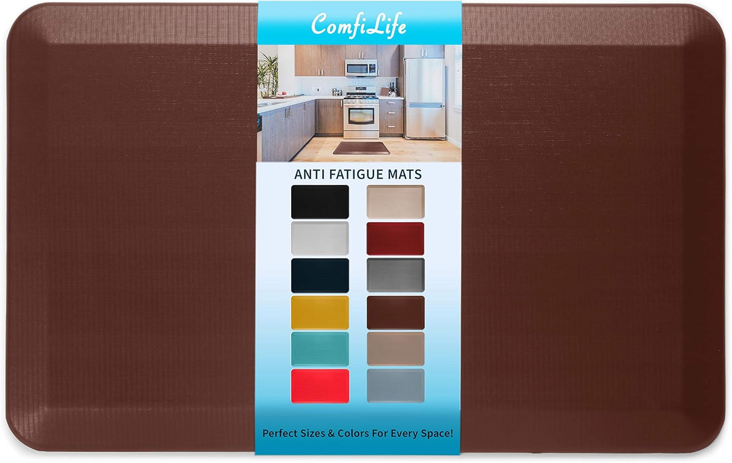 ComfiLife Anti Fatigue Floor Mat – 3/4 Inch Thick Kitchen Mats for Floor, Standing Desk Mat, Kitchen Rug – Comfort at Home, Office – Durable – Stain Resistant – Non-Slip Bottom (20" x 32", Brown)