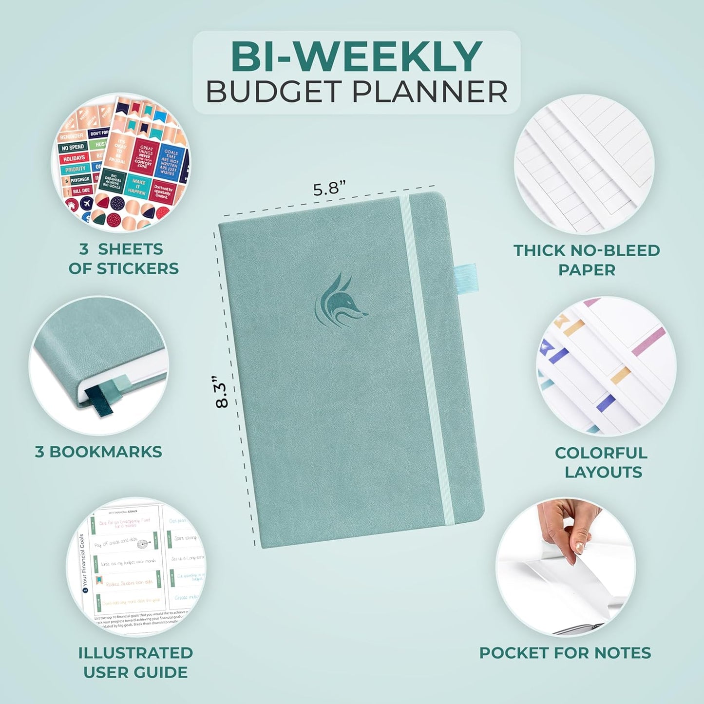 Clever Fox Bi Weekly Budget Planner – Undated Financial Organizer Book – Expense Tracker, Budgeting & Bill Notebook, A5 (Blue Surf)