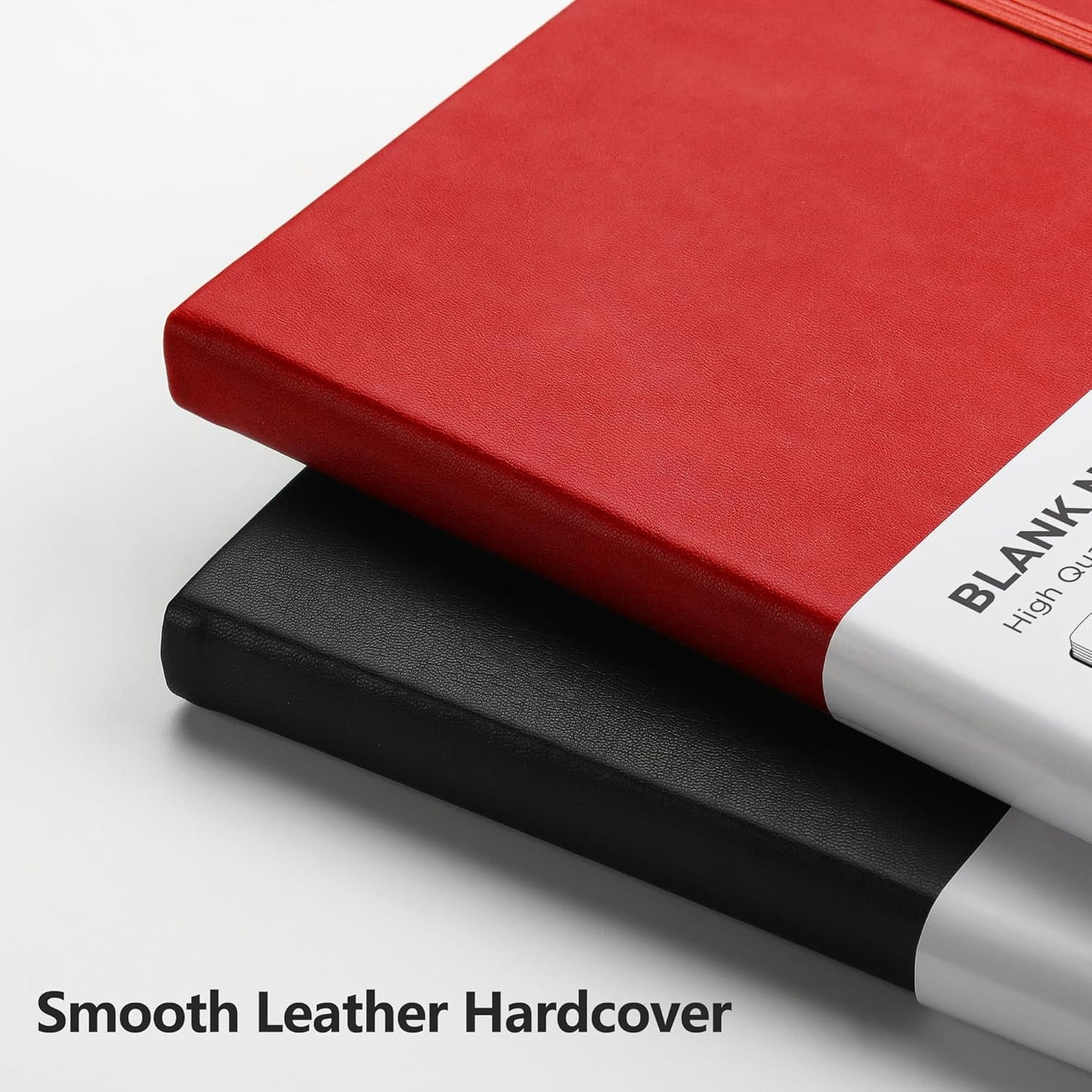 RETTACY Blank Journal Notebook, 192 Pages, A5 Medium Size (5.7'' x 8.3''), Leather Hardcover, 100 GSM Thick Paper, for Sketching, Drawing, Painting (Red)