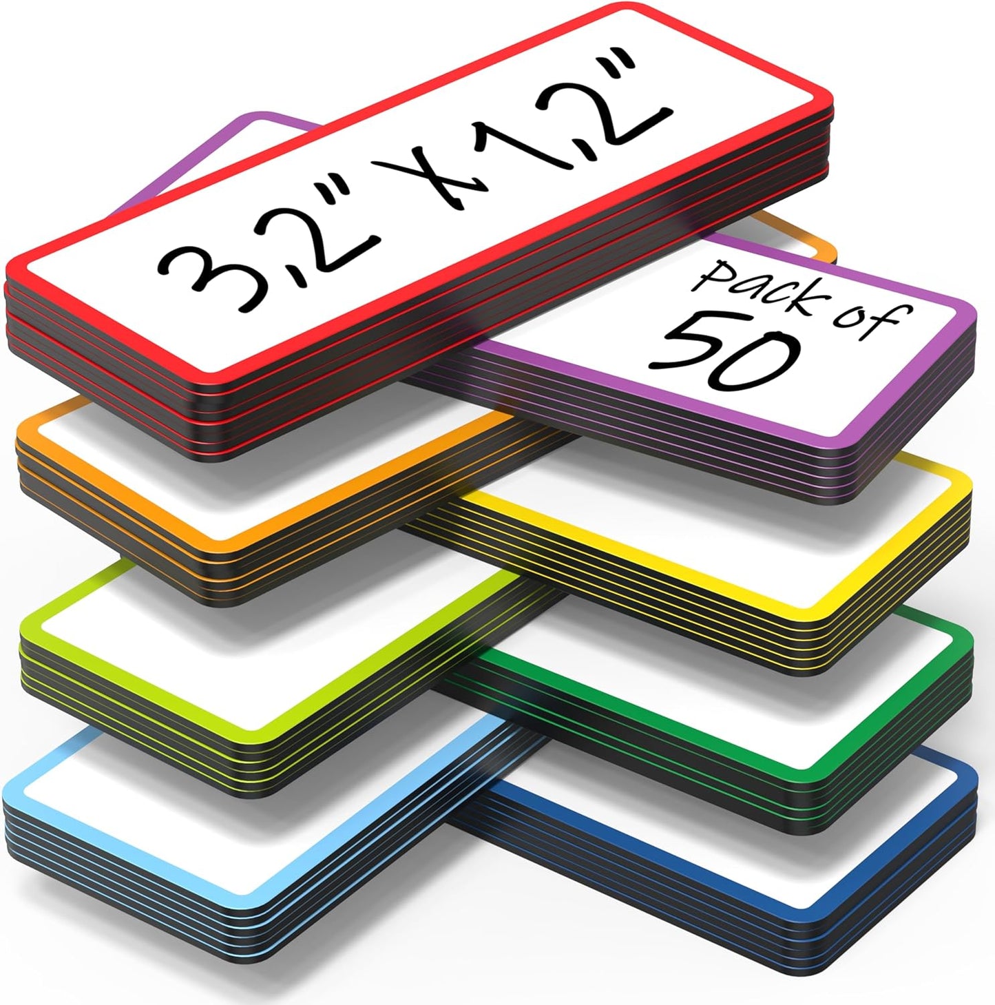 50 Pack Dry Erase Magnetic Labels 3.2x1.2 in - Magnetic Name Tags for Classroom Lockers School Bus - Classroom Magnets for Names - Magnet Labels for Whiteboard - Magnet Names Plates for Classrooms