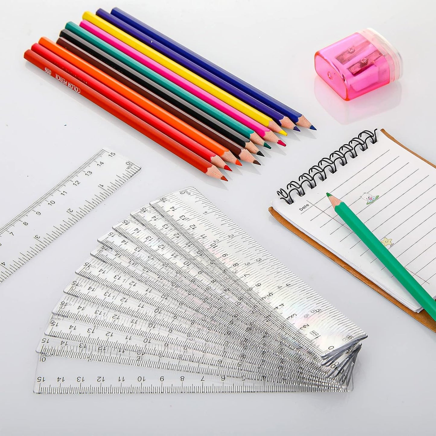 Zonon 500 Pcs 6 Inch Rulers Bulk Clear Plastic Flexible Straight Rulers with Inches and Centimeters First Day of School Gift for Students Back to School Office Supplies