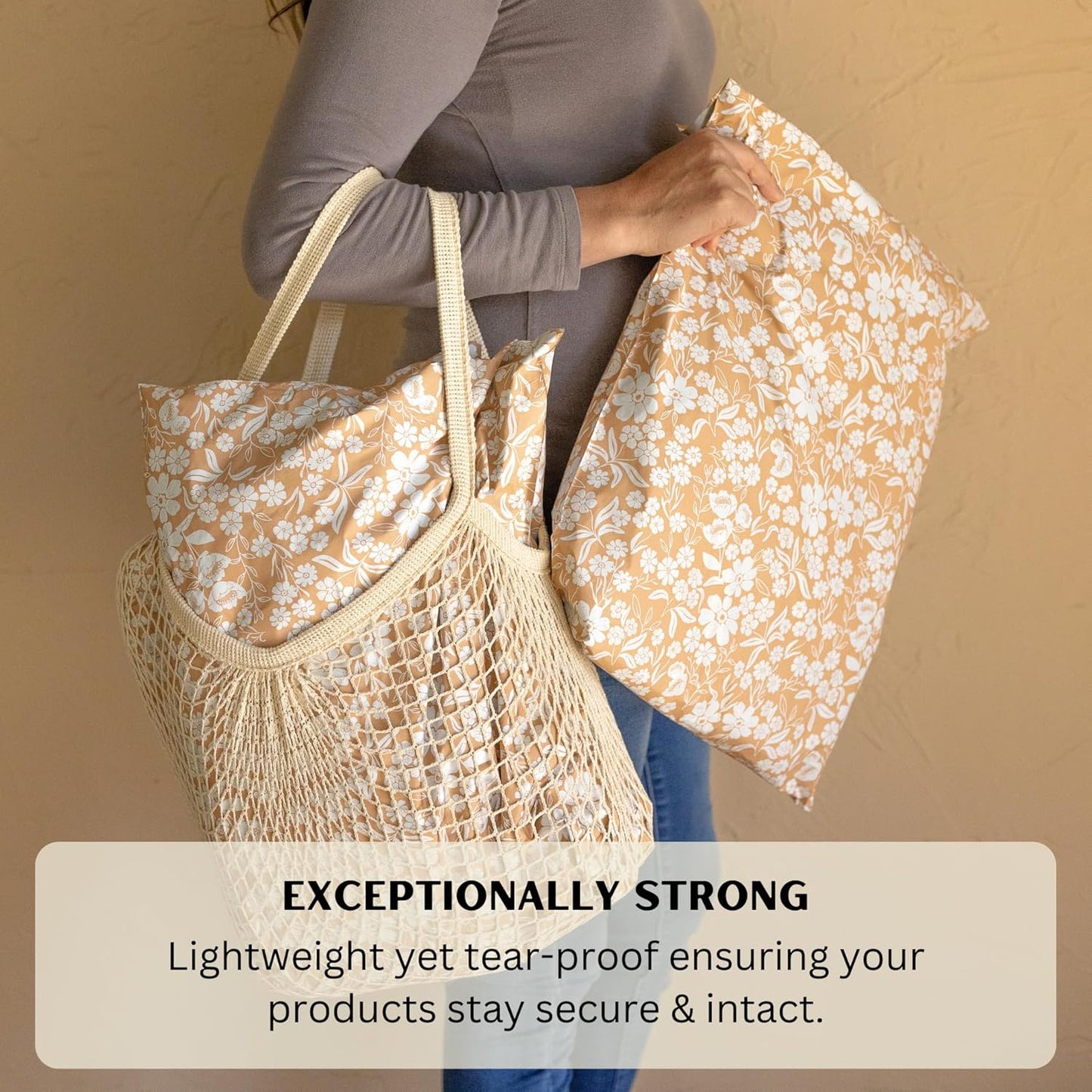 Poly Mailers 14.5x19 Inch 50 Pack Extra-Large Shipping Bags Strong Thick Mailing Envelopes | Self Sealing Adhesive | Waterproof & Tear Proof | Small Business Packaging for Clothing - Floral Dusty Pink